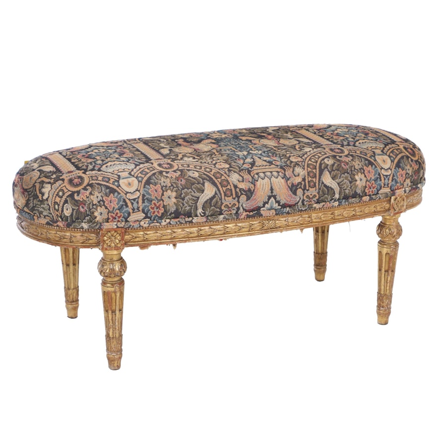 Louis XVI Style Giltwood Bench, Late 19th/Early 20th Century