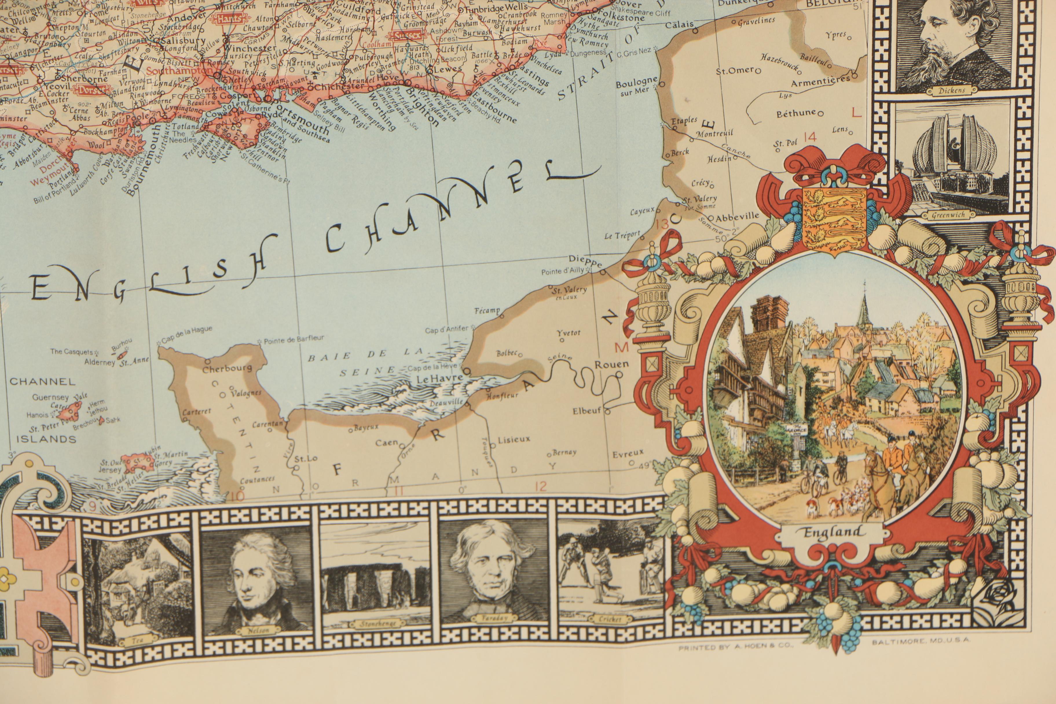 National Geographic "A Modern Pilgrim's Map of the British Isles" Map, 1937