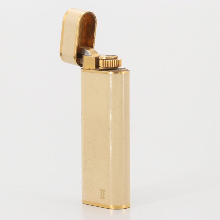 Vintage Cartier Gold Plated Oval Lighter with Lacquer Finish