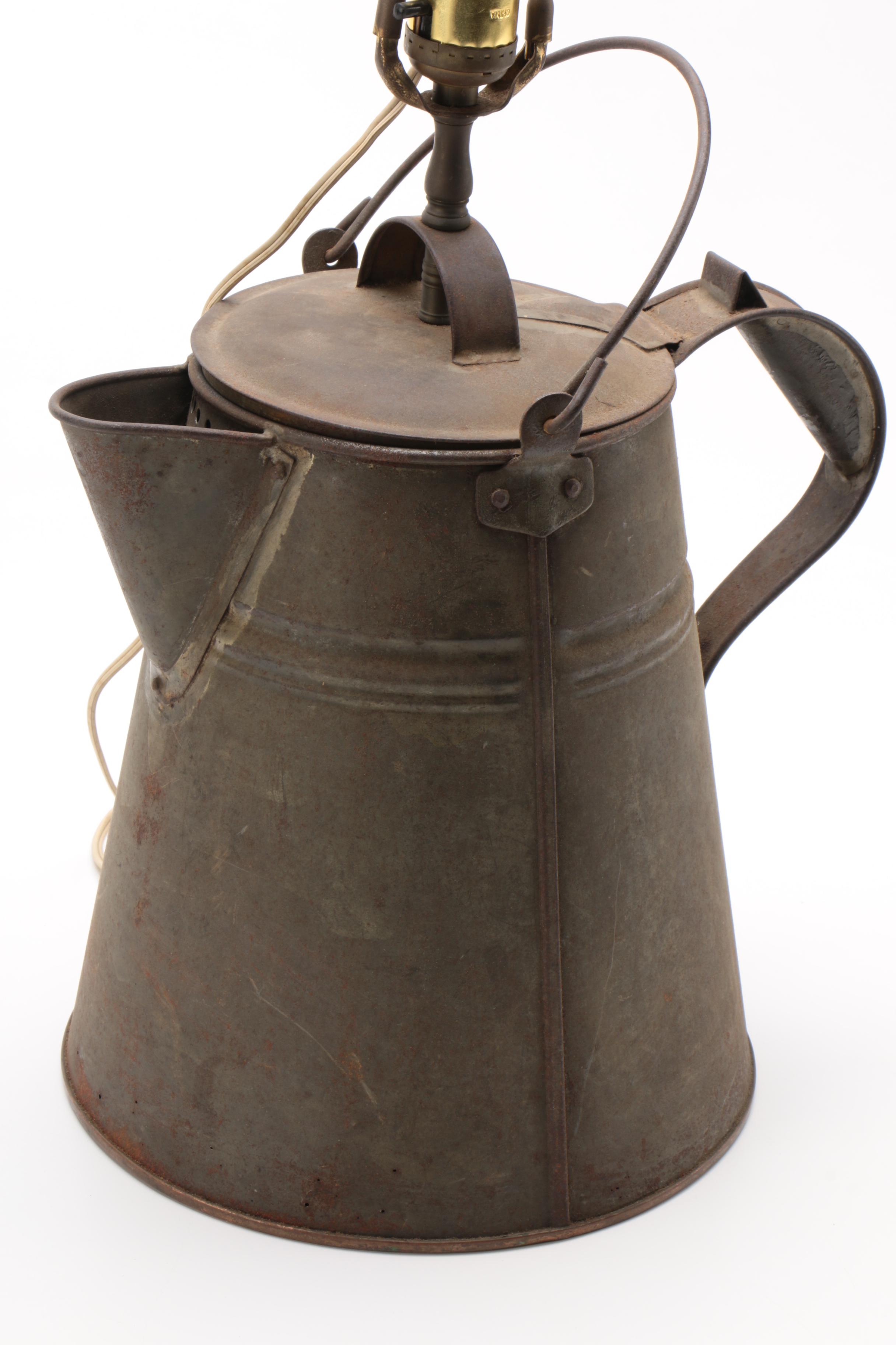 Converted Kreamer Copper Bottom Kettle Table Lamp, Early 20th Century