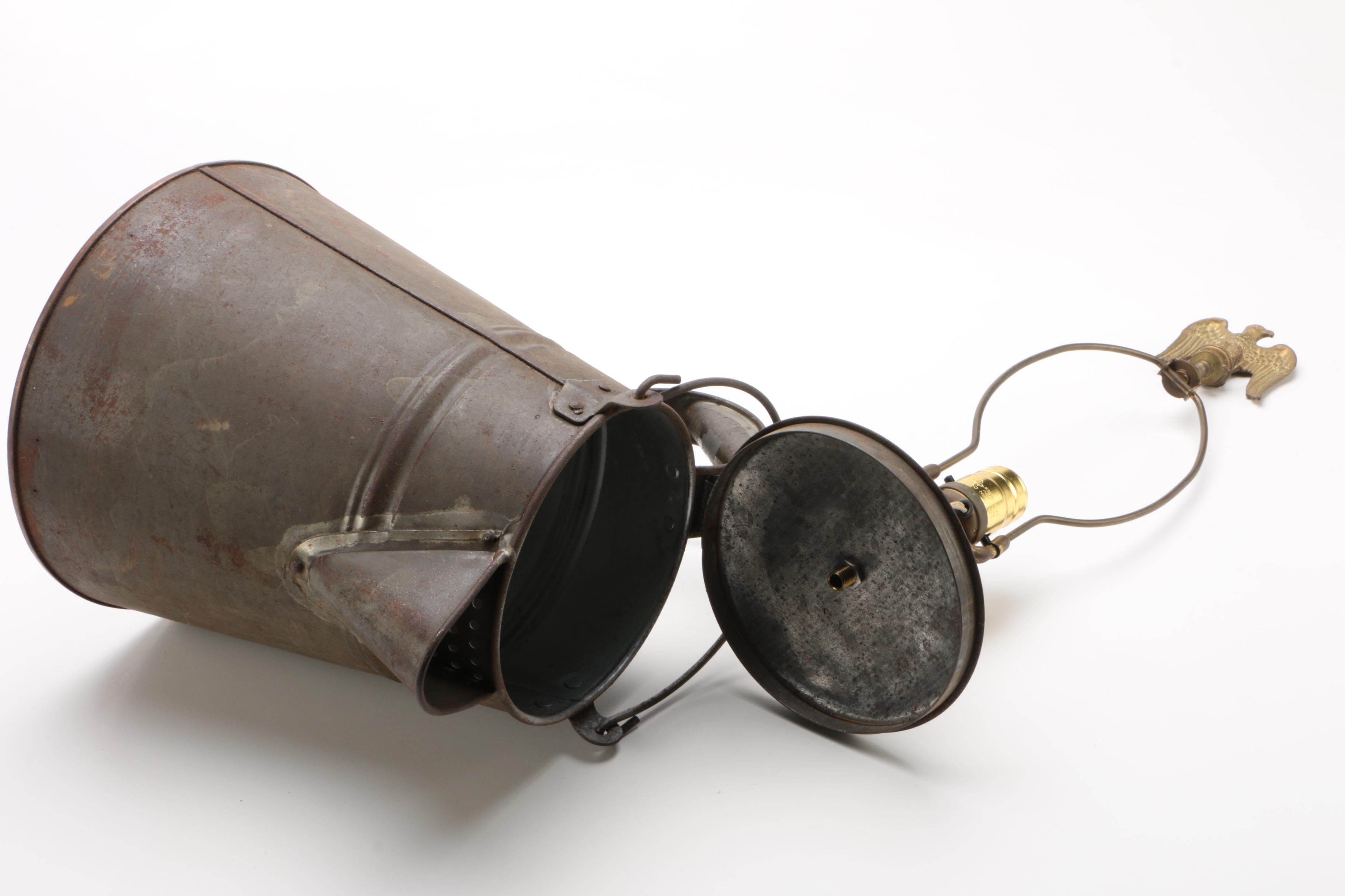 Converted Kreamer Copper Bottom Kettle Table Lamp, Early 20th Century