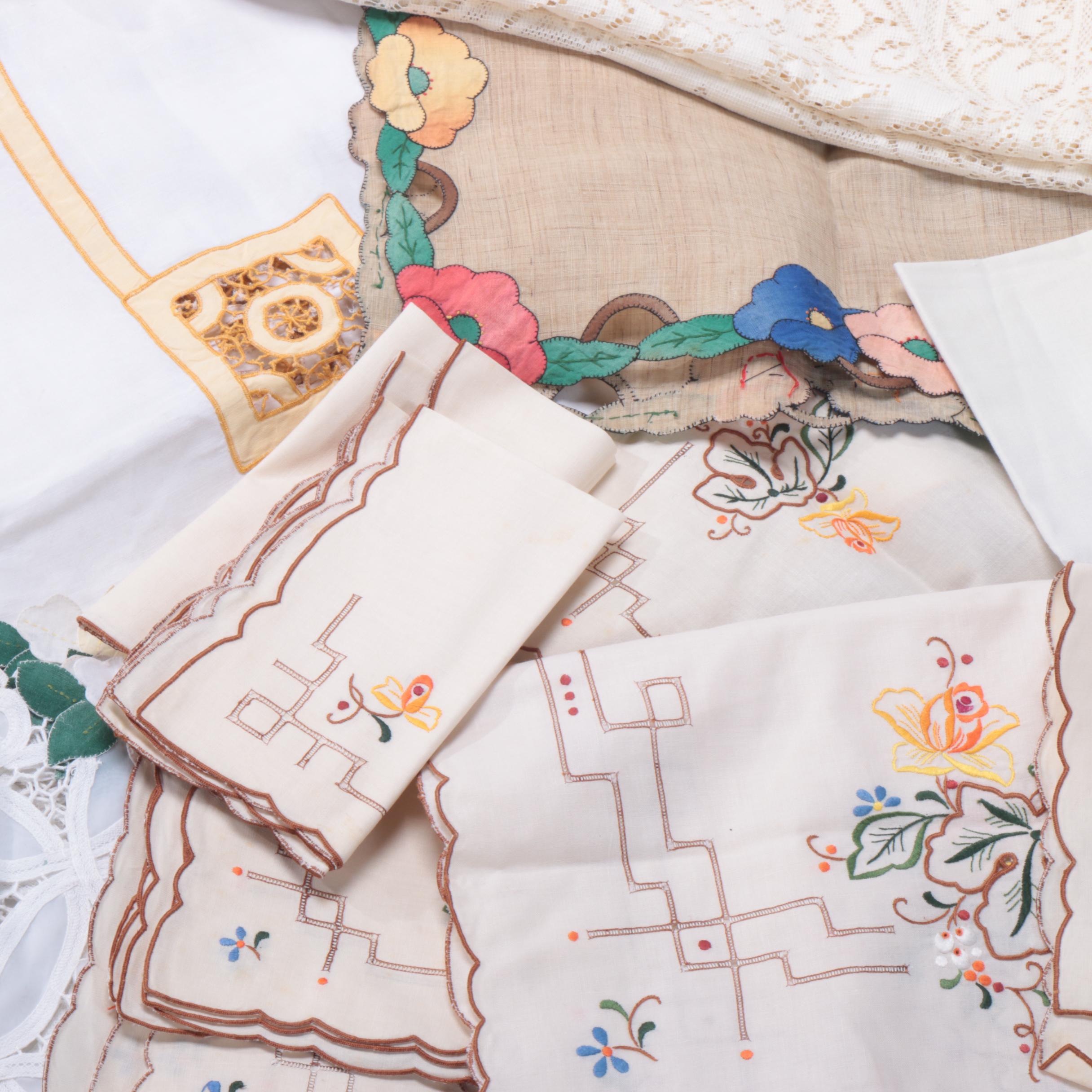 Embroidered, Cut Lace and Lace Kitchen and Table Linens