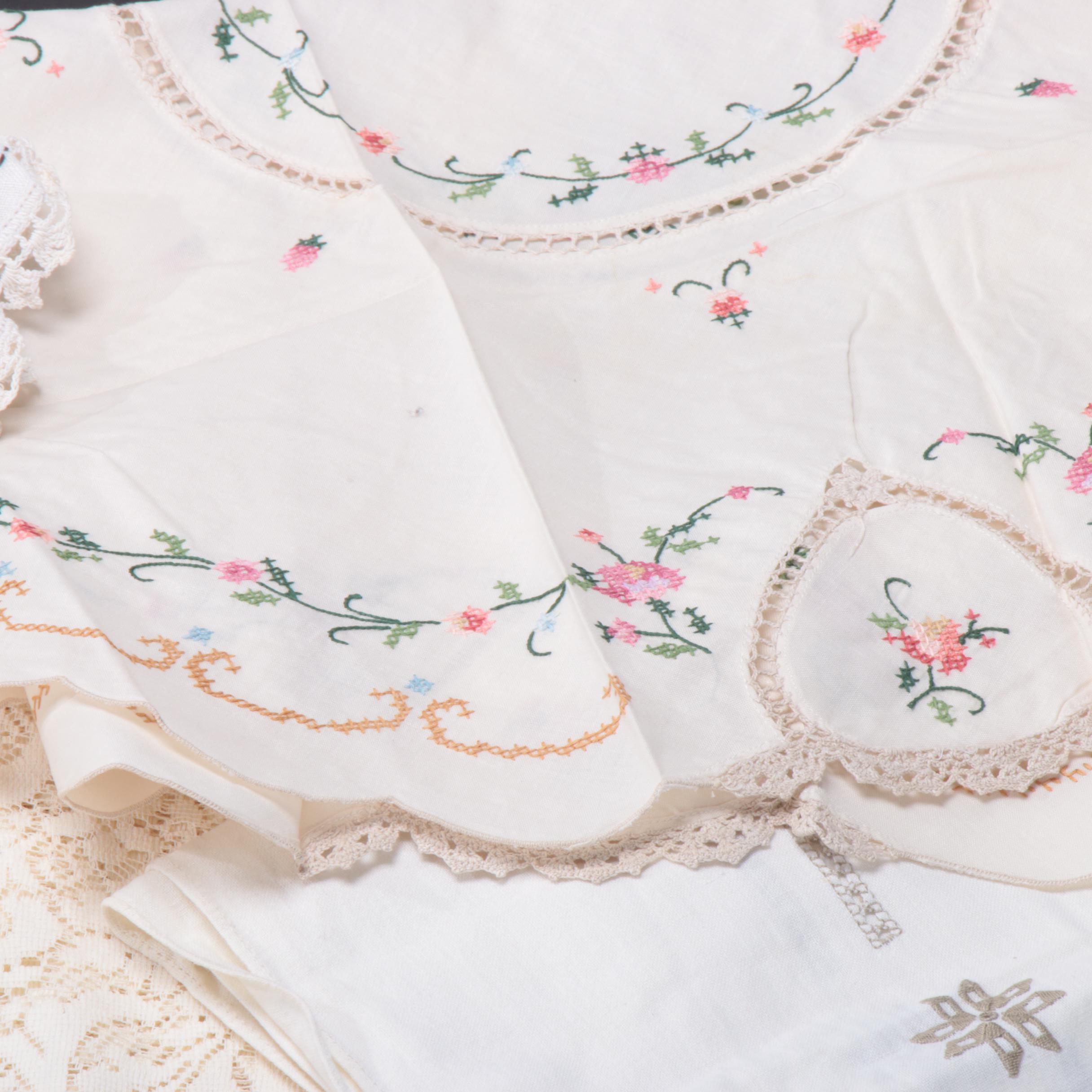 Embroidered, Cut Lace and Lace Kitchen and Table Linens