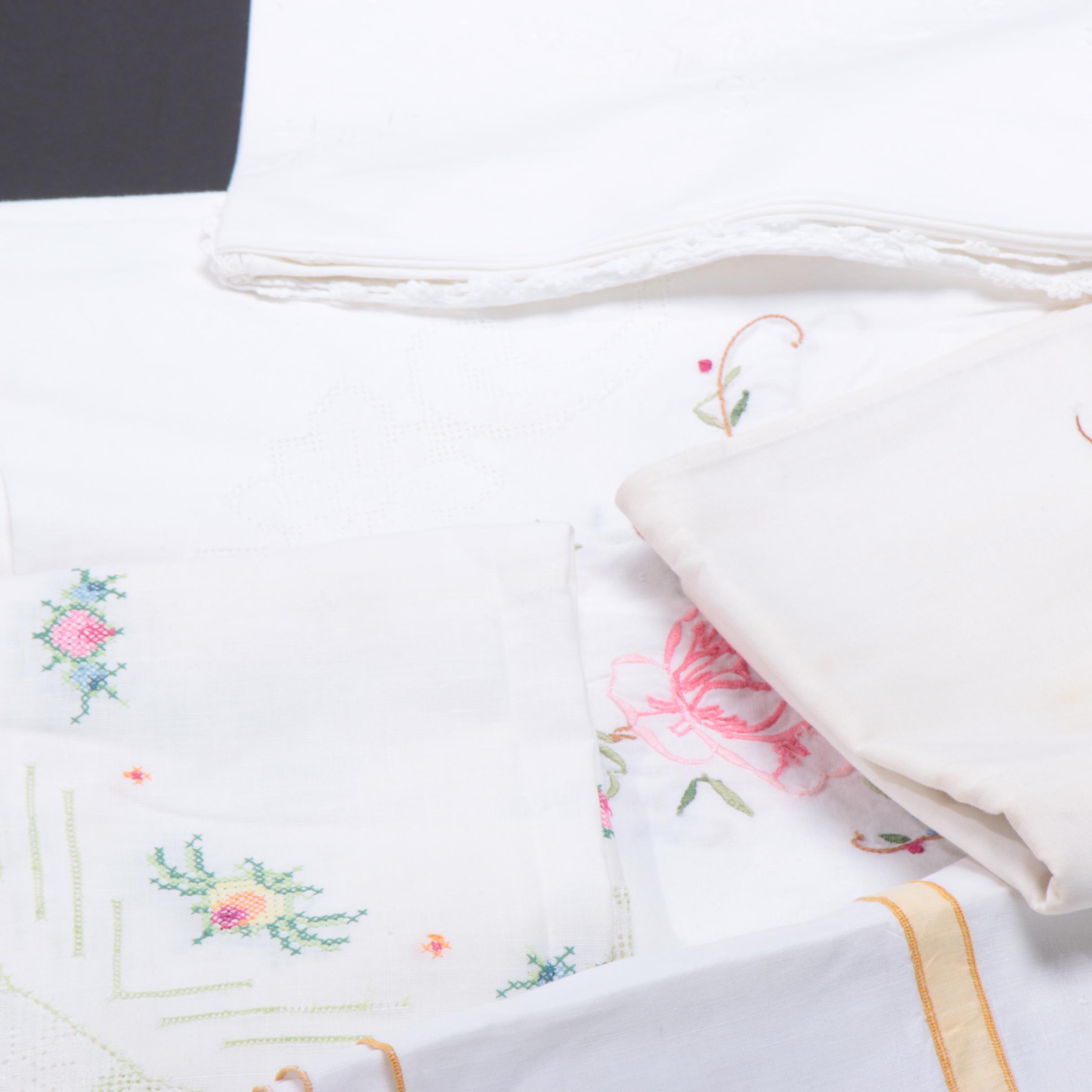 Embroidered, Cut Lace and Lace Kitchen and Table Linens