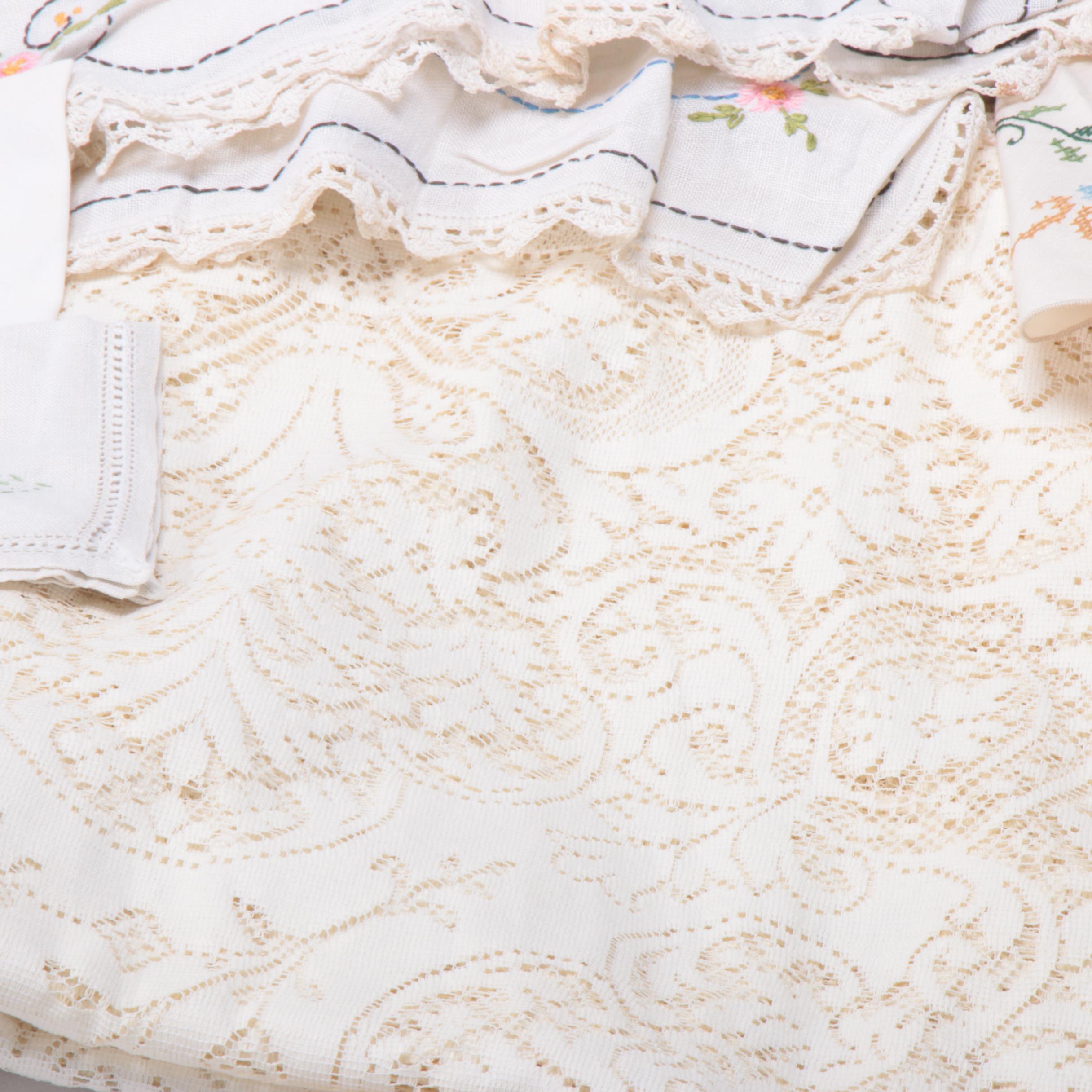 Embroidered, Cut Lace and Lace Kitchen and Table Linens