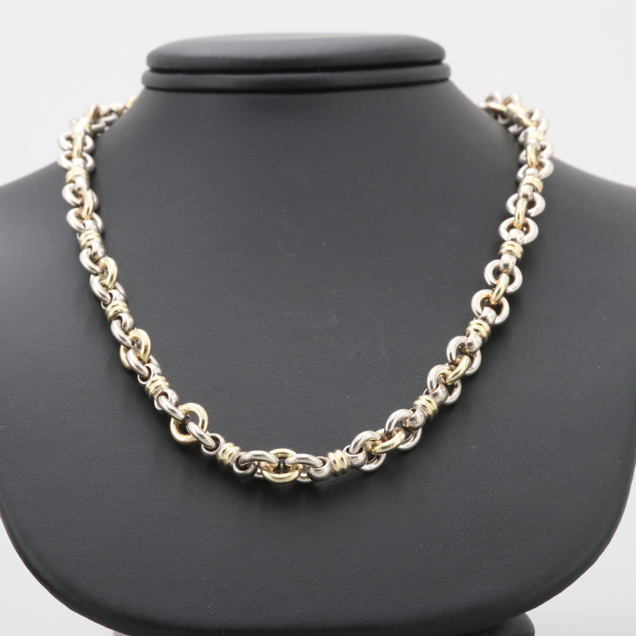 Christofle 18K Yellow Gold and Sterling Silver Necklace