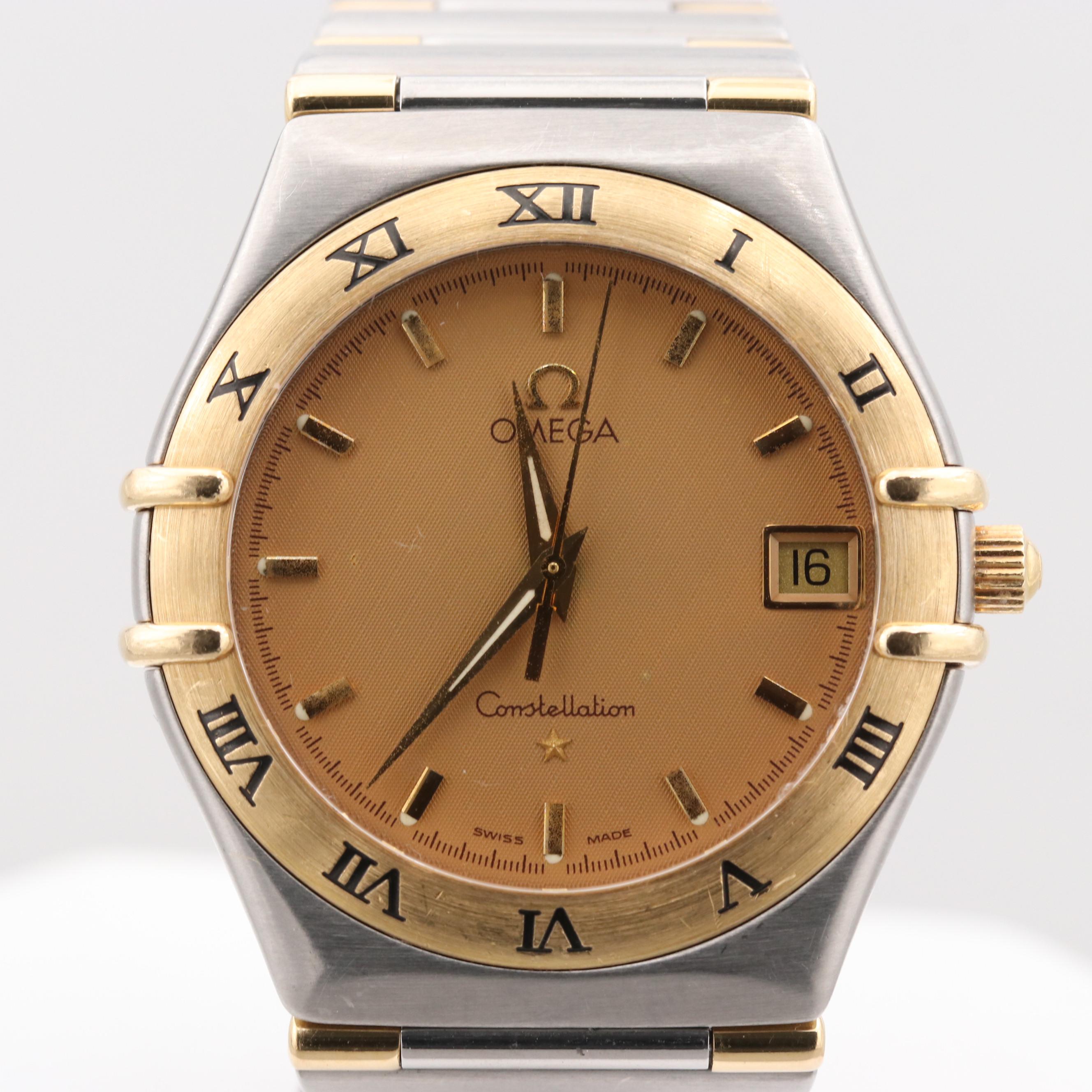 Omega Constellation 18K Yellow Gold and Stainless Steel Quartz Watch