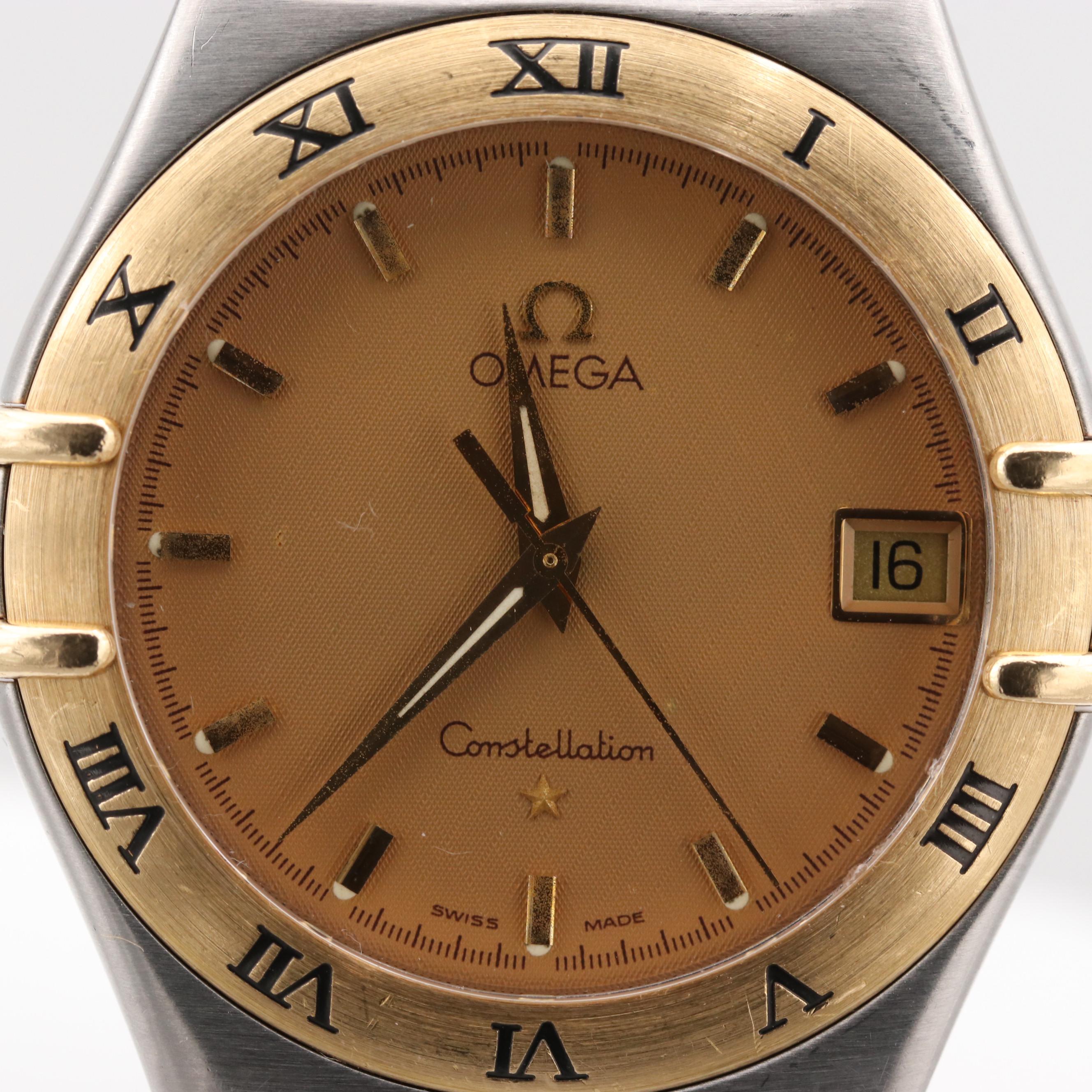 Omega Constellation 18K Yellow Gold and Stainless Steel Quartz Watch