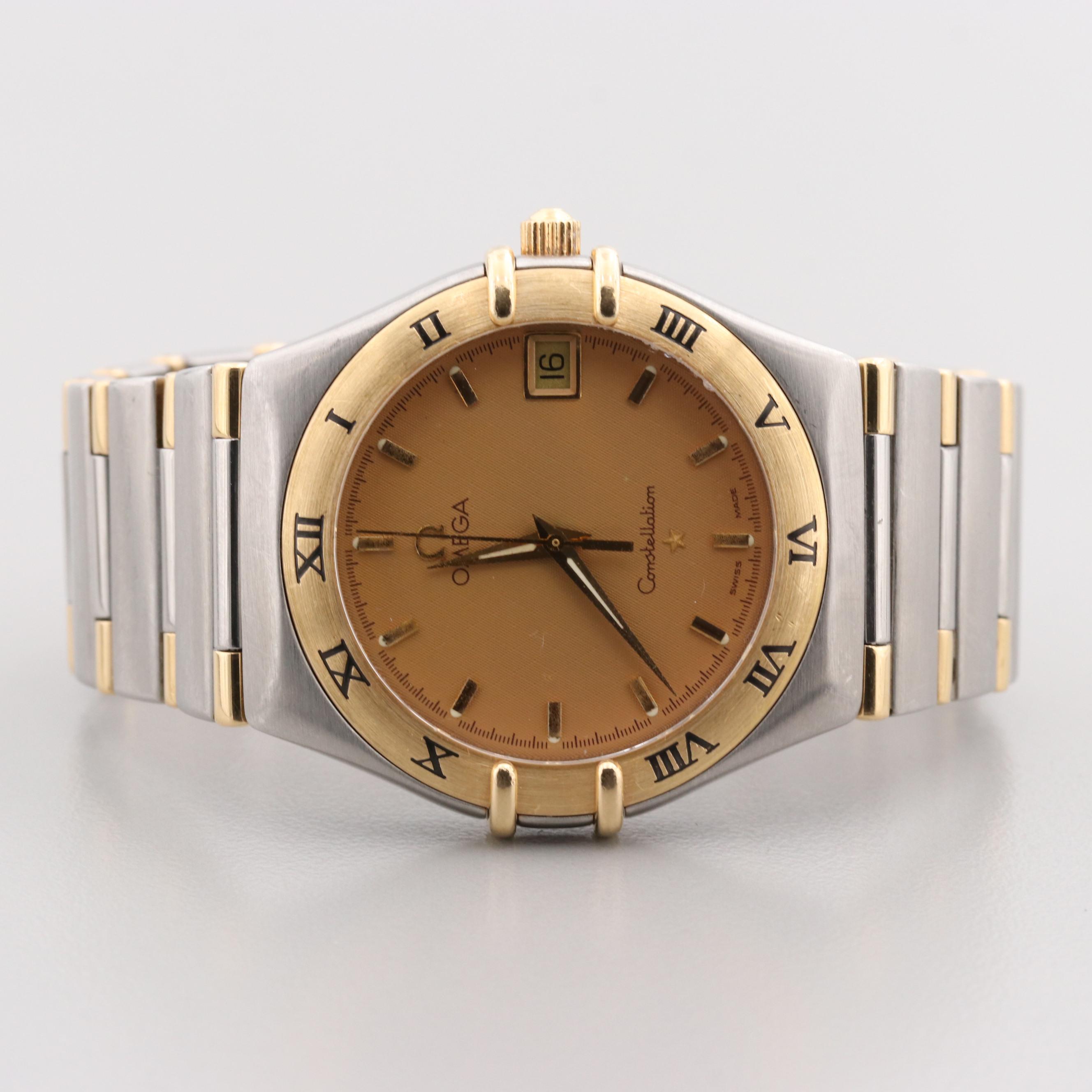Omega Constellation 18K Yellow Gold and Stainless Steel Quartz Watch