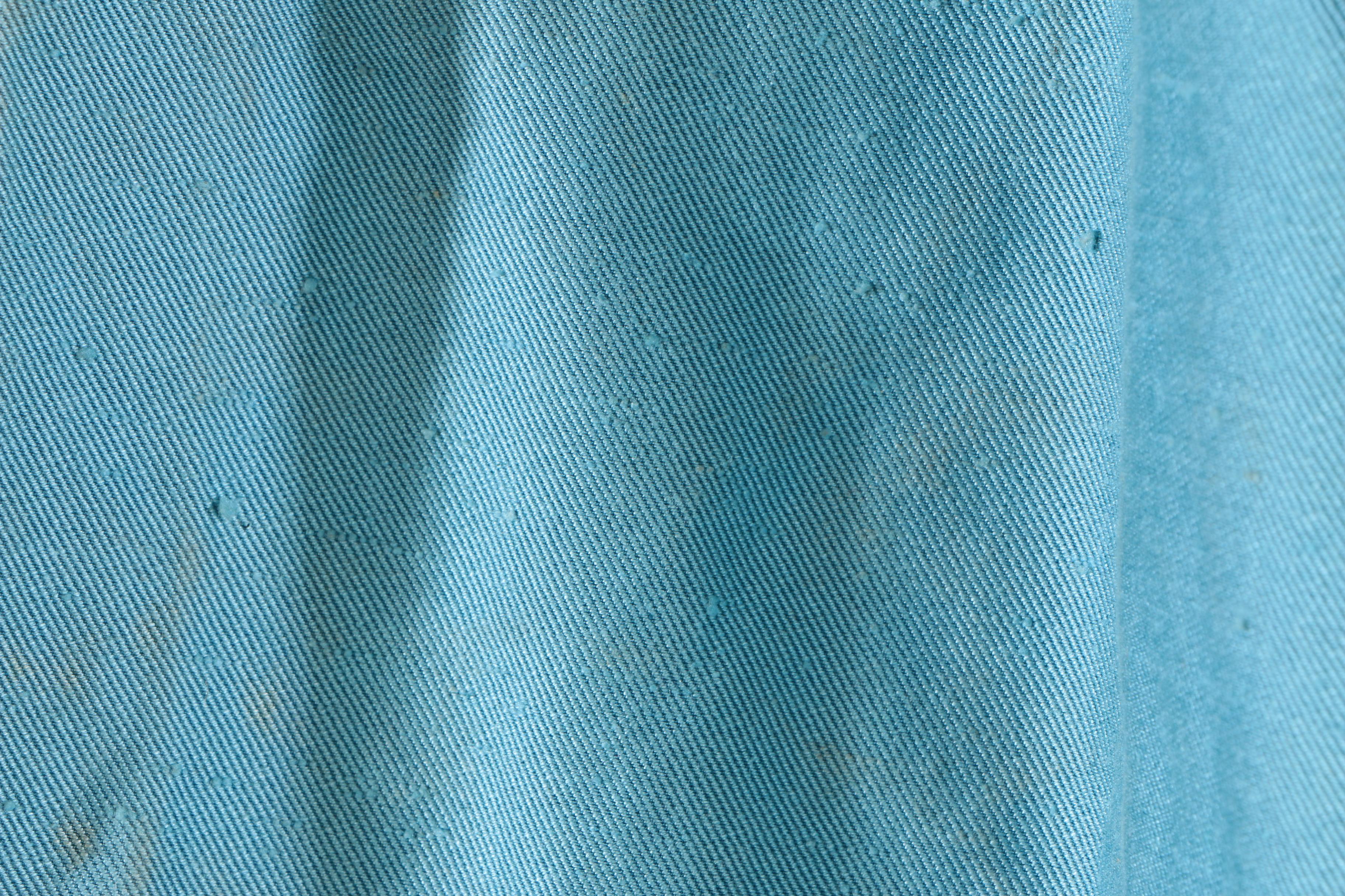 Custom Made Munsell Blue Pinch Pleat Drapes, Mid Century