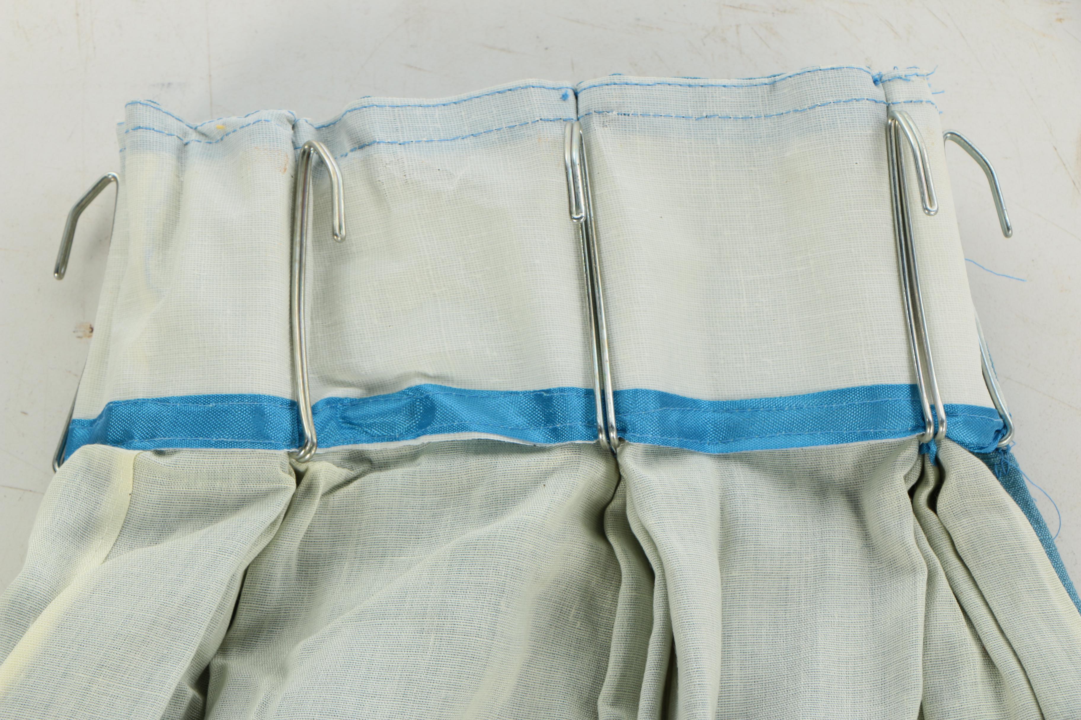 Custom Made Munsell Blue Pinch Pleat Drapes, Mid-Century