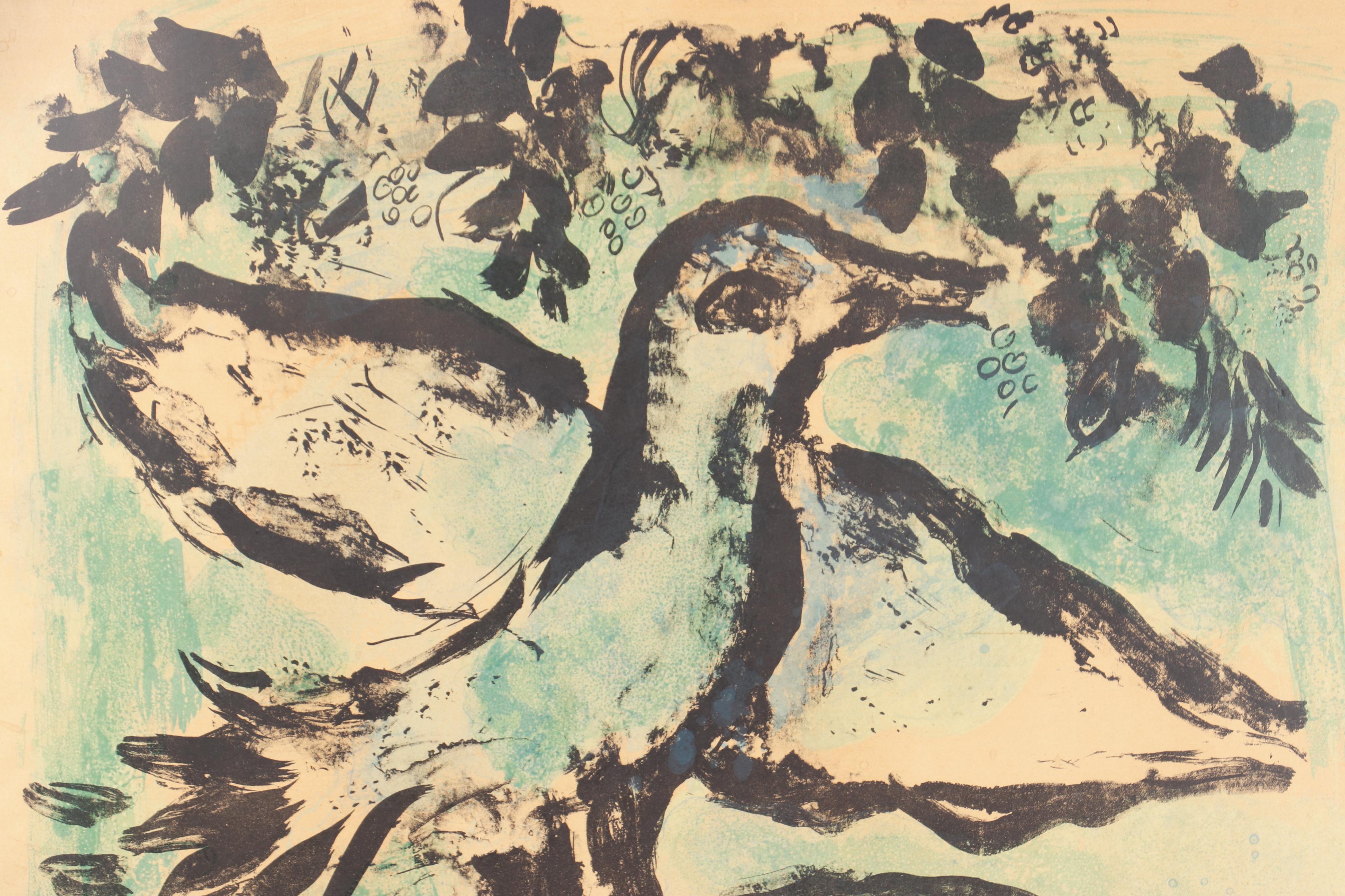 Marc Chagall Lithograph Poster for Galerie Maeght "L'Oiseau Vert"