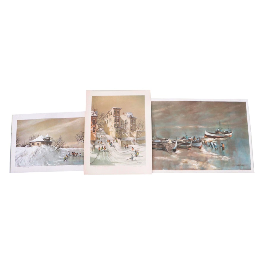 Robert Fabe Offset Lithographs Including "First Snow" Artist Proof