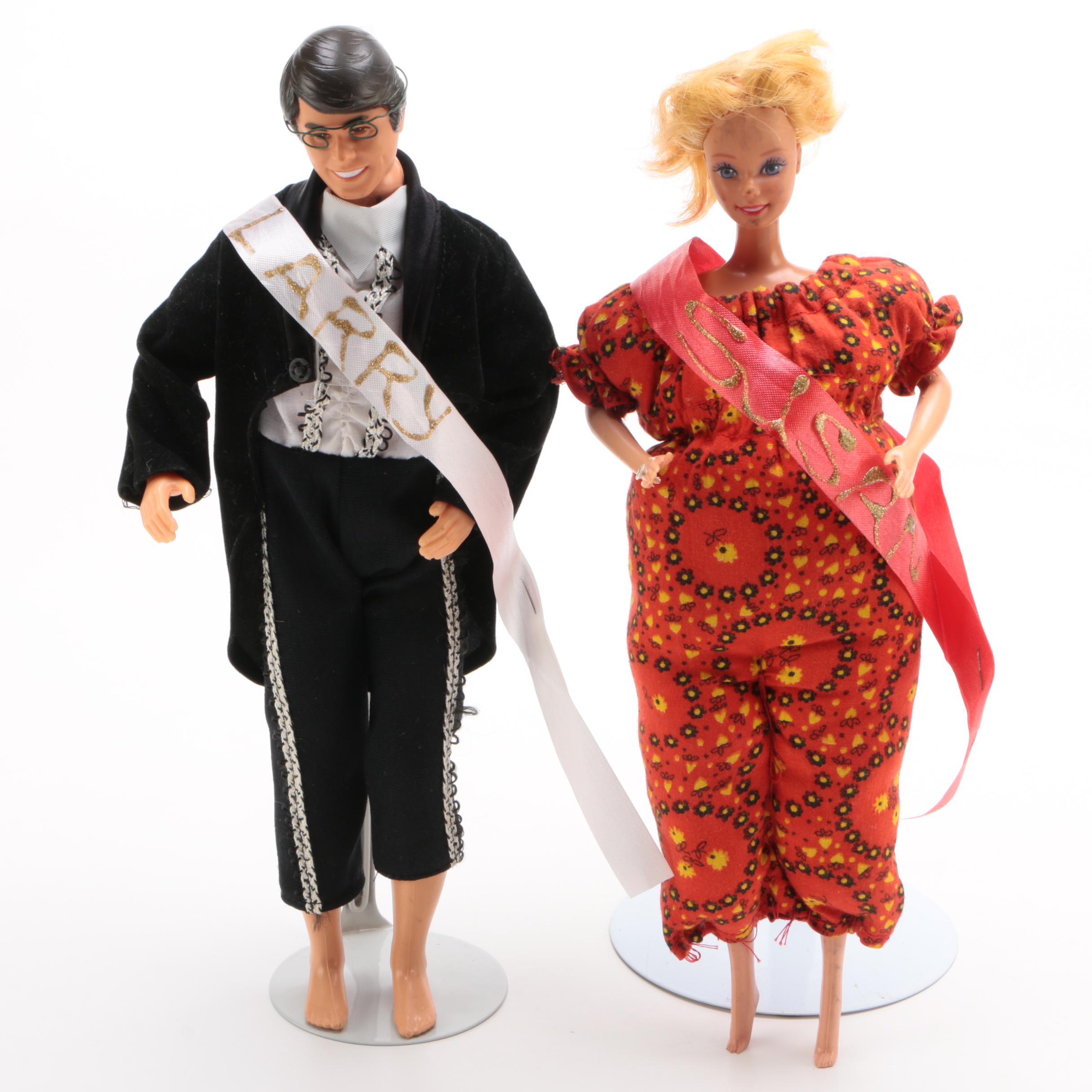 Modified Mattel "Barbie" and "Ken" Dolls in Handmade Costumes, Late 20th Century