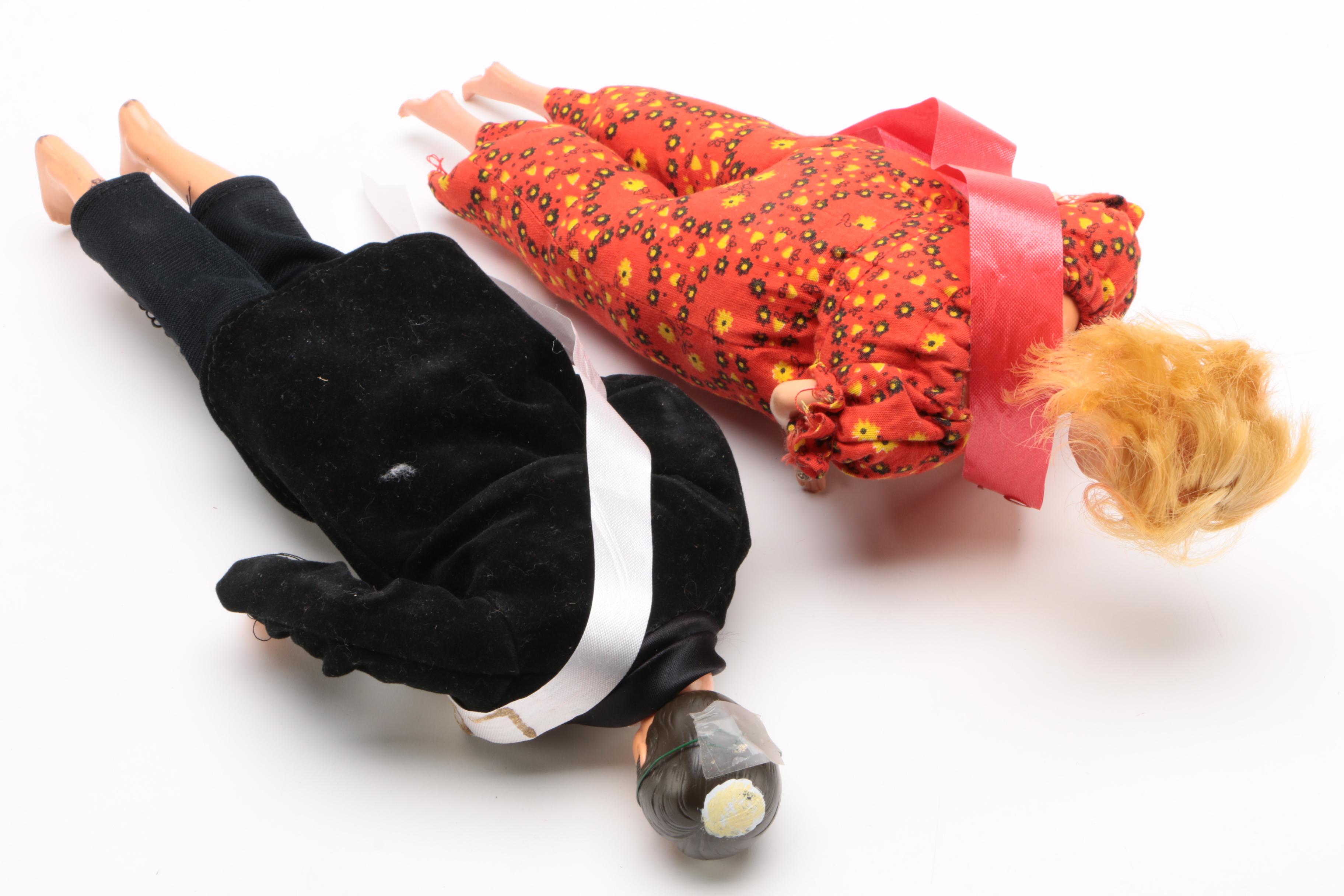 Modified Mattel "Barbie" and "Ken" Dolls in Handmade Costumes, Late 20th Century