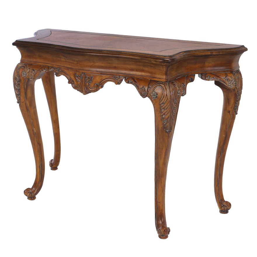 Contemporary Louis XV Style Walnut-Stained Console Table