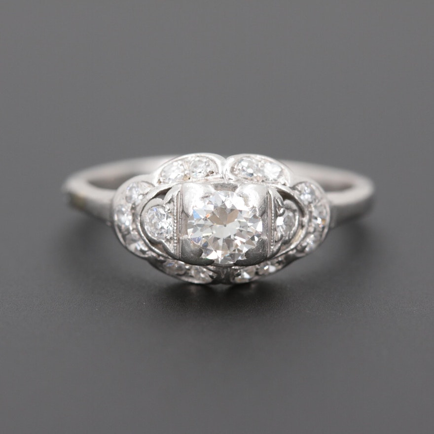 Circa 1930s Platinum Diamond Ring