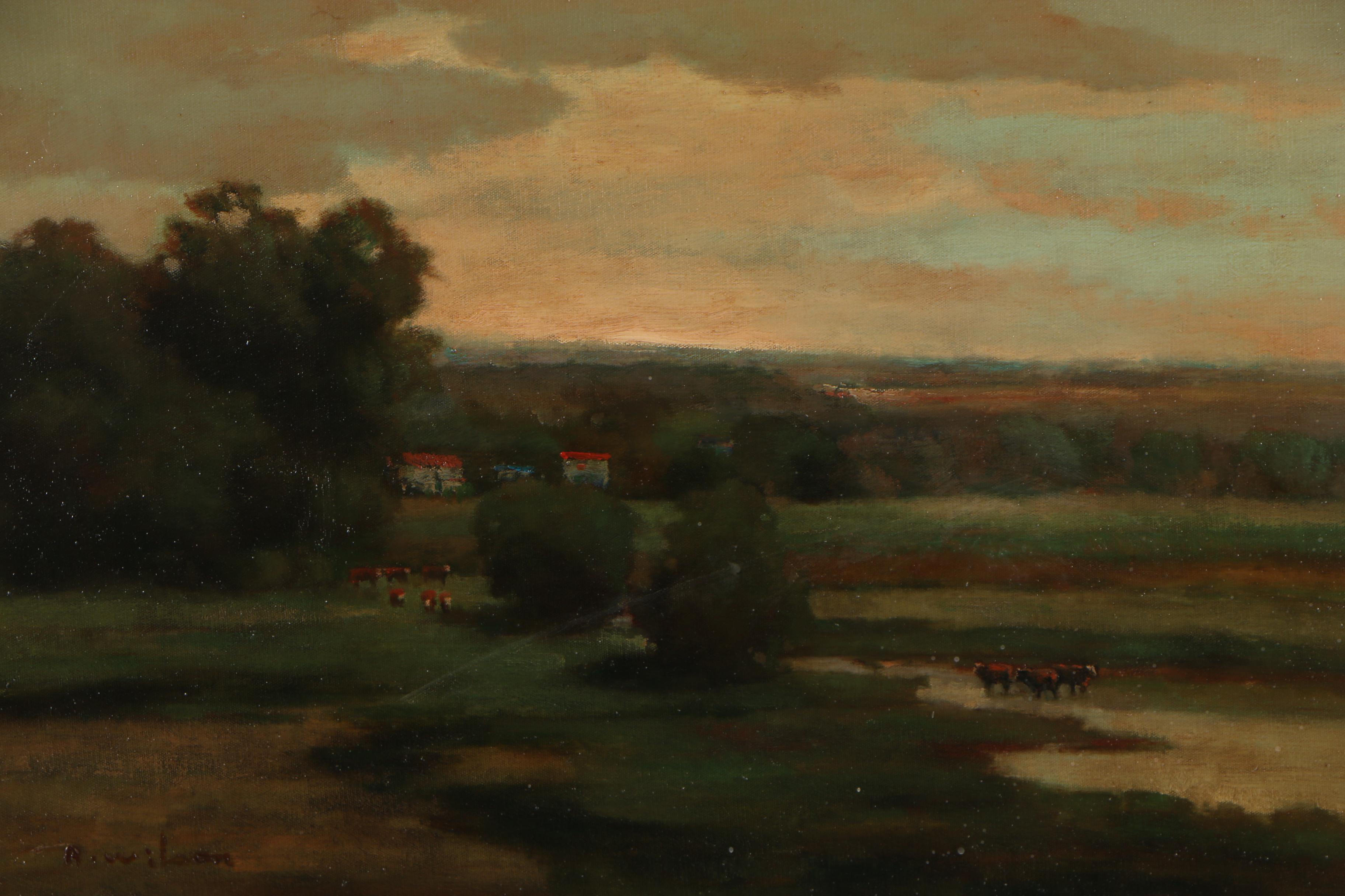 R. Wilson Oil Painting of Pastoral Landscape