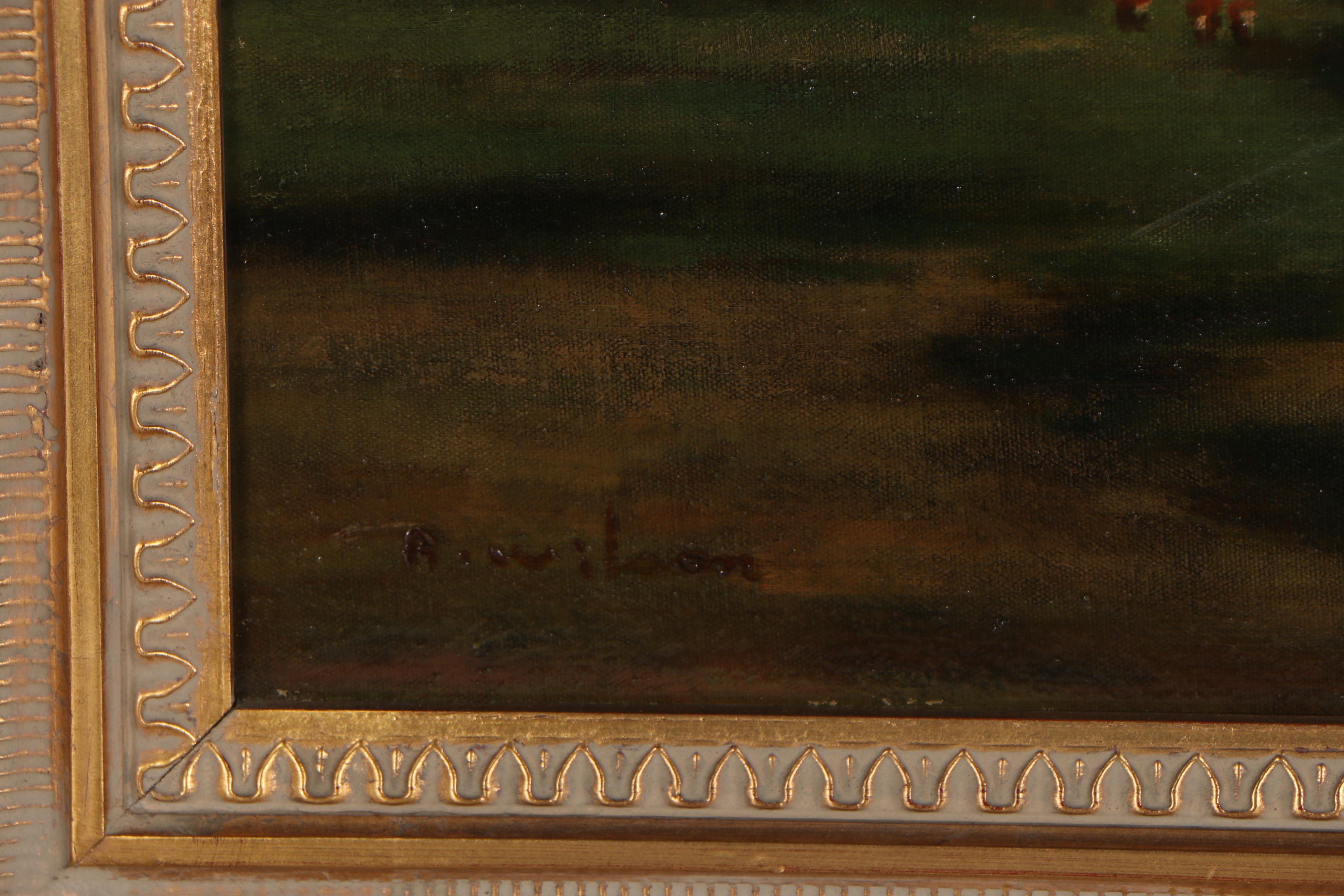 R. Wilson Oil Painting of Pastoral Landscape