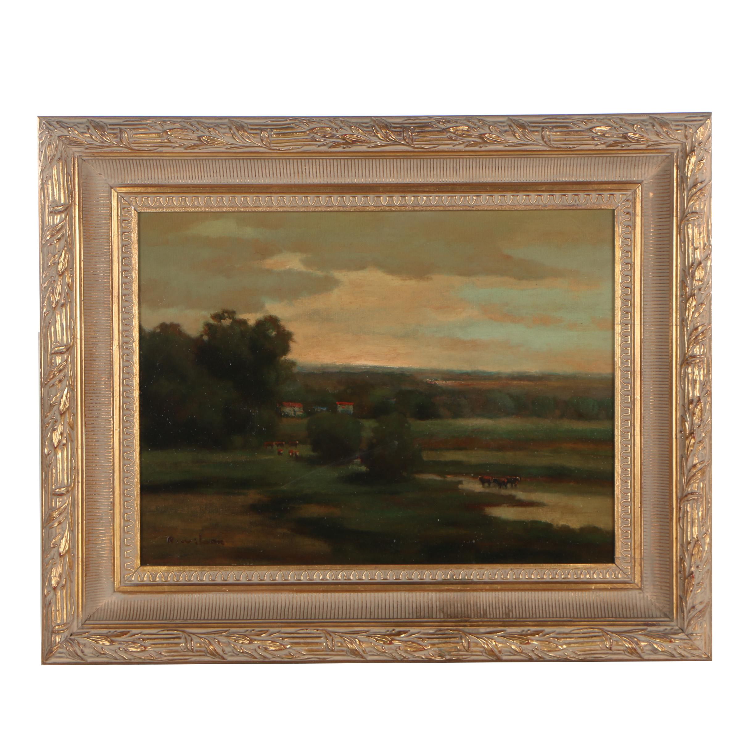 R. Wilson Oil Painting of Pastoral Landscape