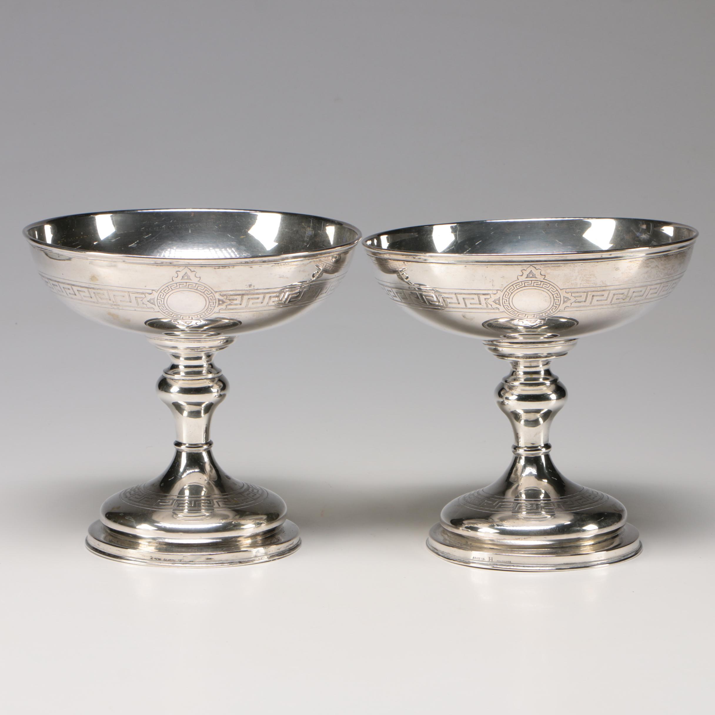 Pair of D. Aron of Königsberg, Germany Twelve Lot Silver Compotes, 1850-1913