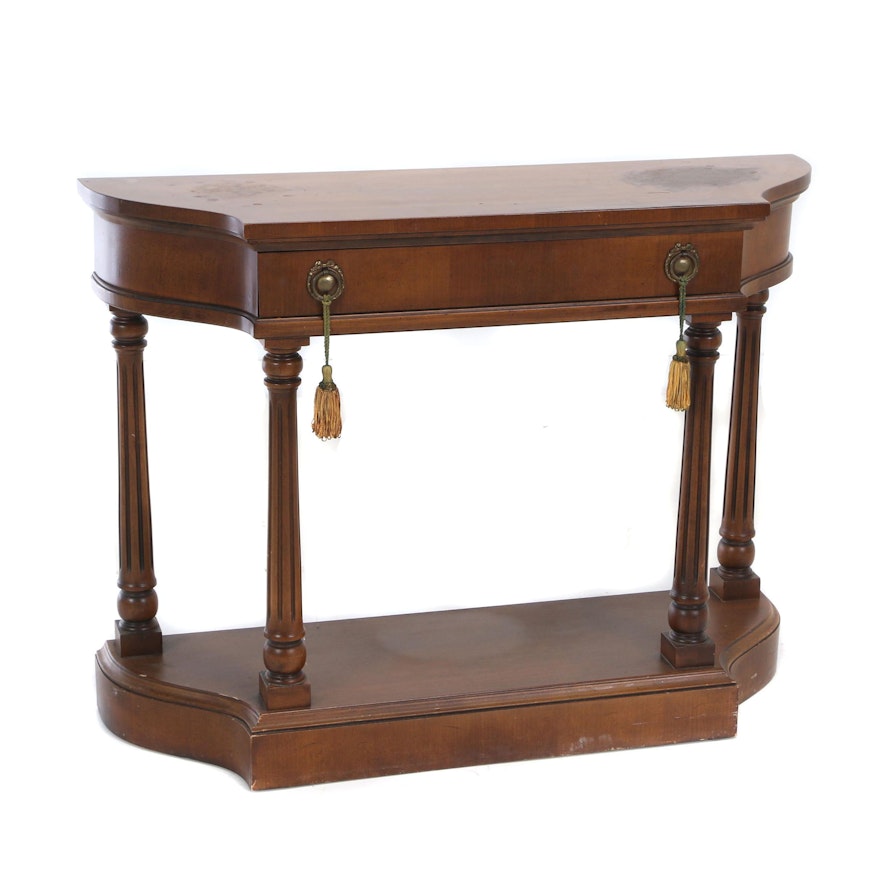 Contemporary Neoclassical Style Walnut-Stained Console Table by Biscayne