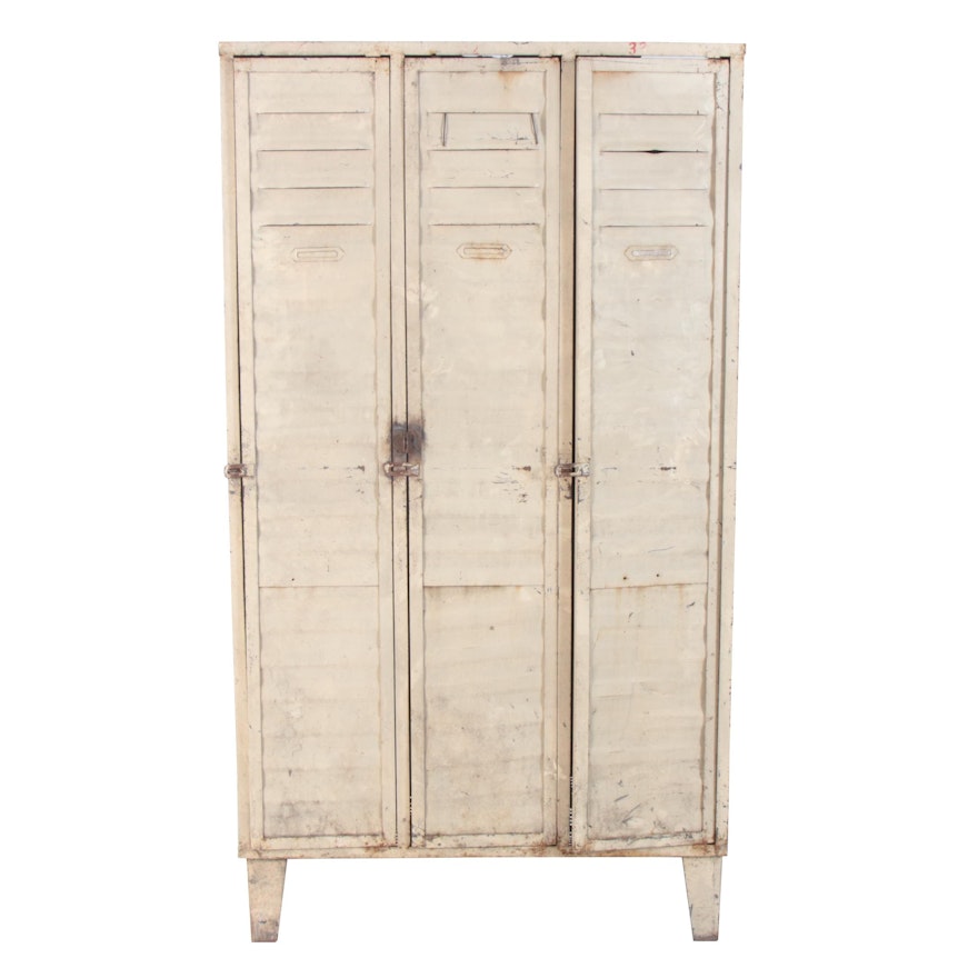 Industrial Painted Metal Locker Cabinet, Late 20th Century