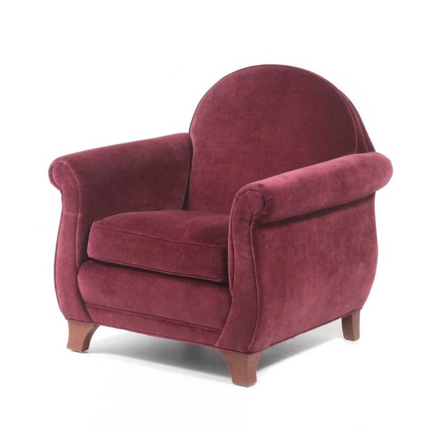Ethan Allen Armchair with Plum Velvet Upholstery