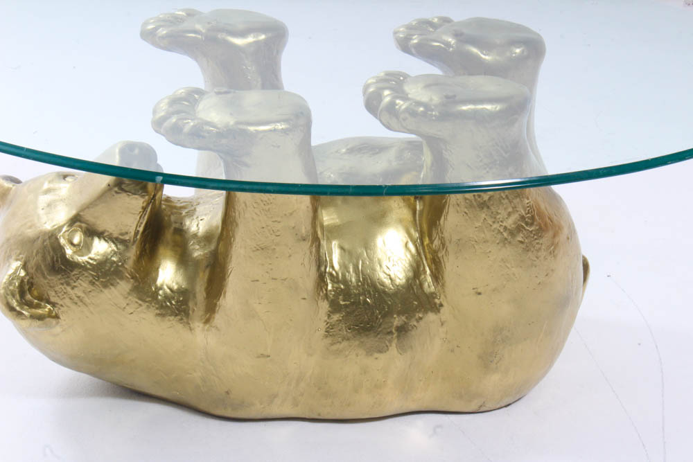 Golden Bear Glass Top Coffee Table