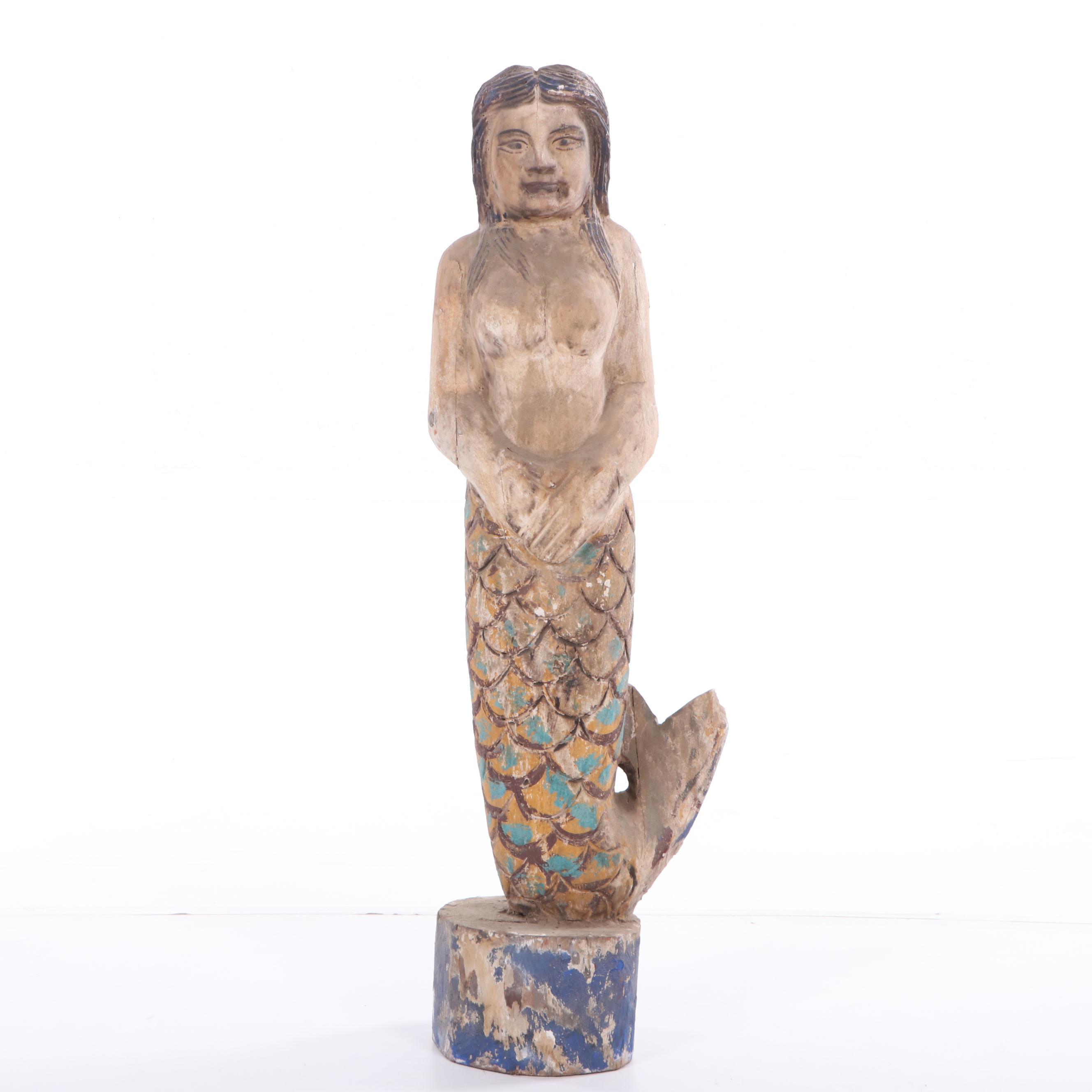 Polychrome Wood Mermaid Figurehead Reproduction