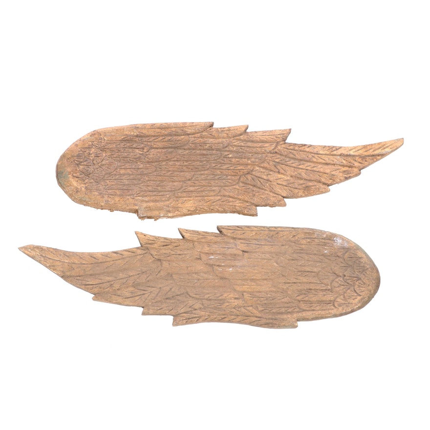 Decorative Carved Wood Wings with Gold Leaf