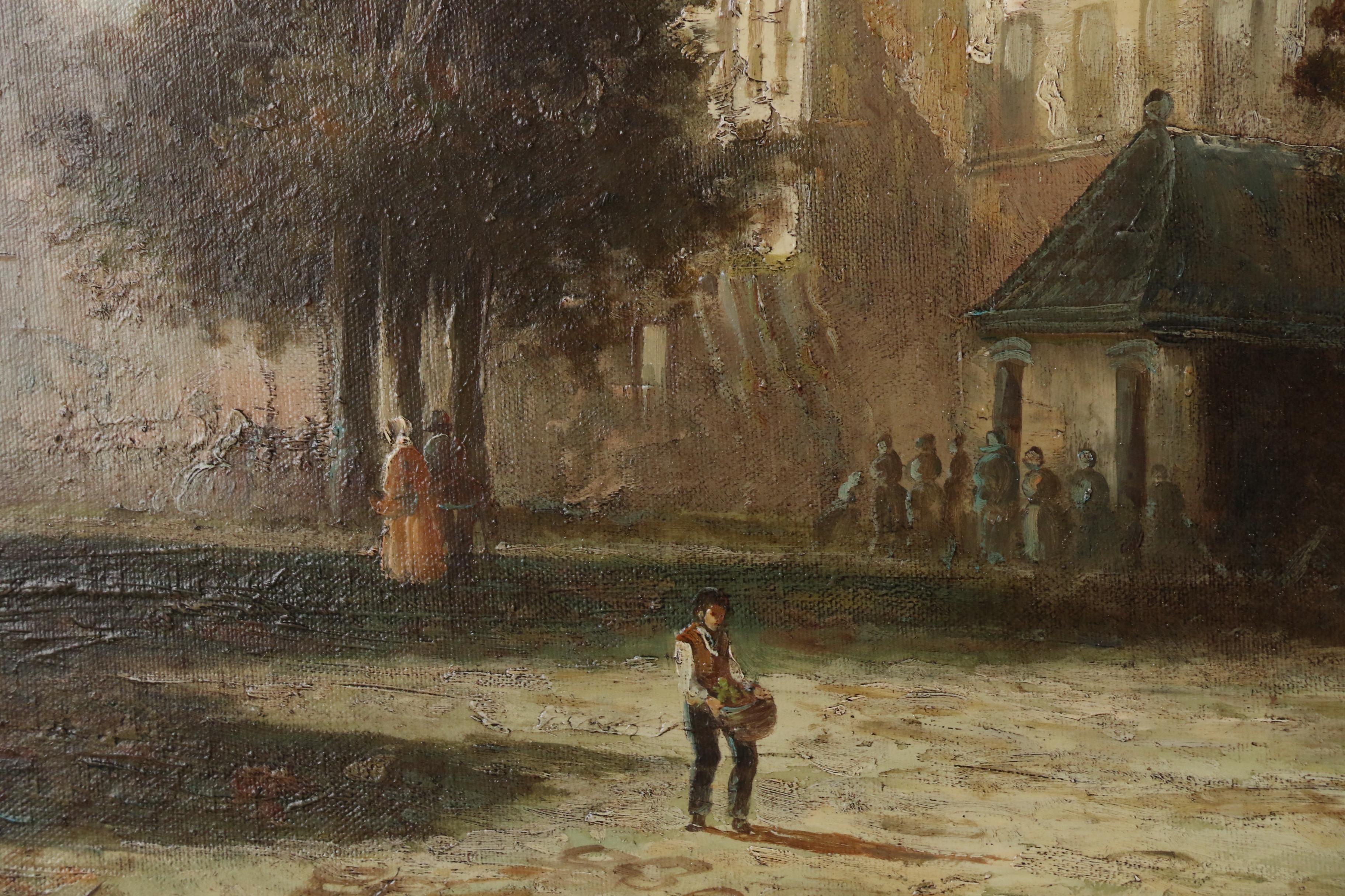 L. Clayton Oil Painting of European Town Scene