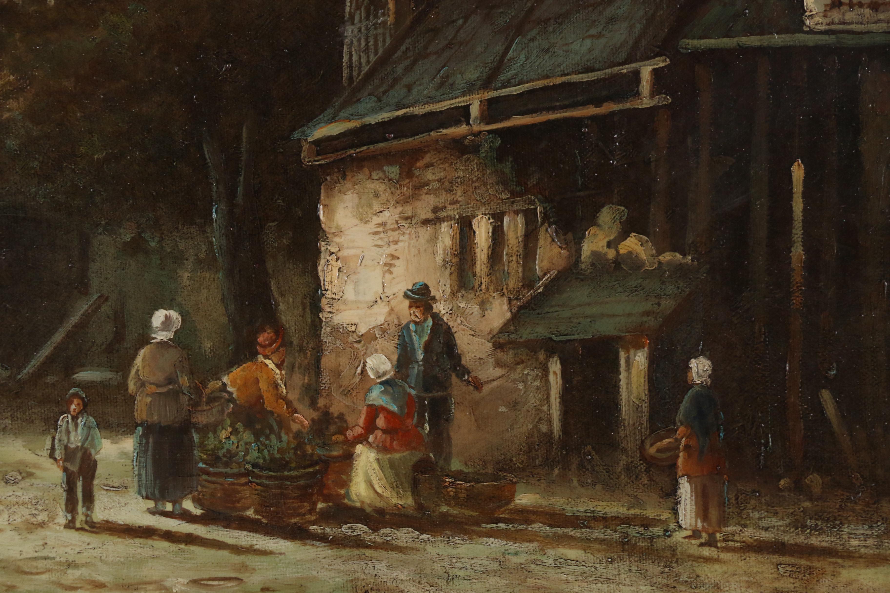 L. Clayton Oil Painting of European Town Scene