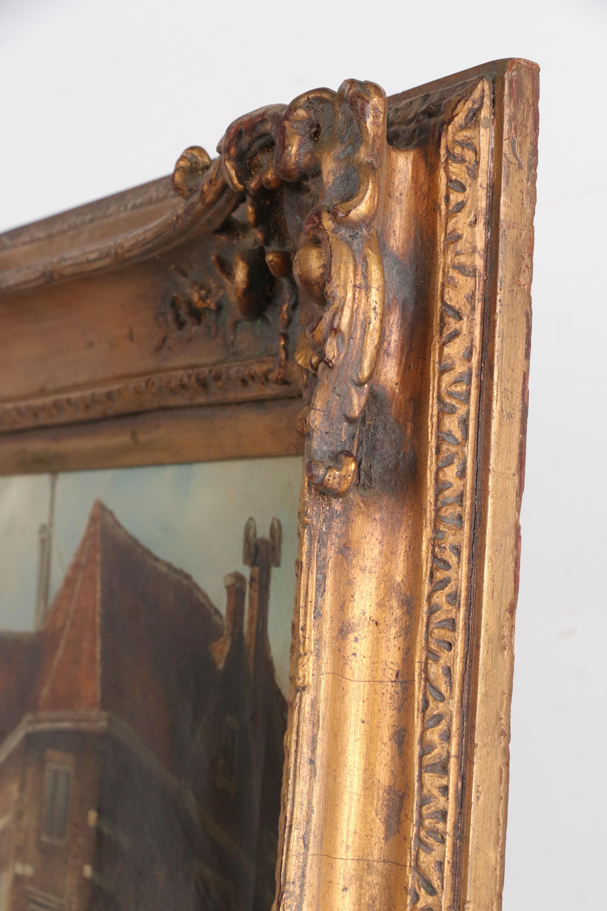 L. Clayton Oil Painting of European Town Scene