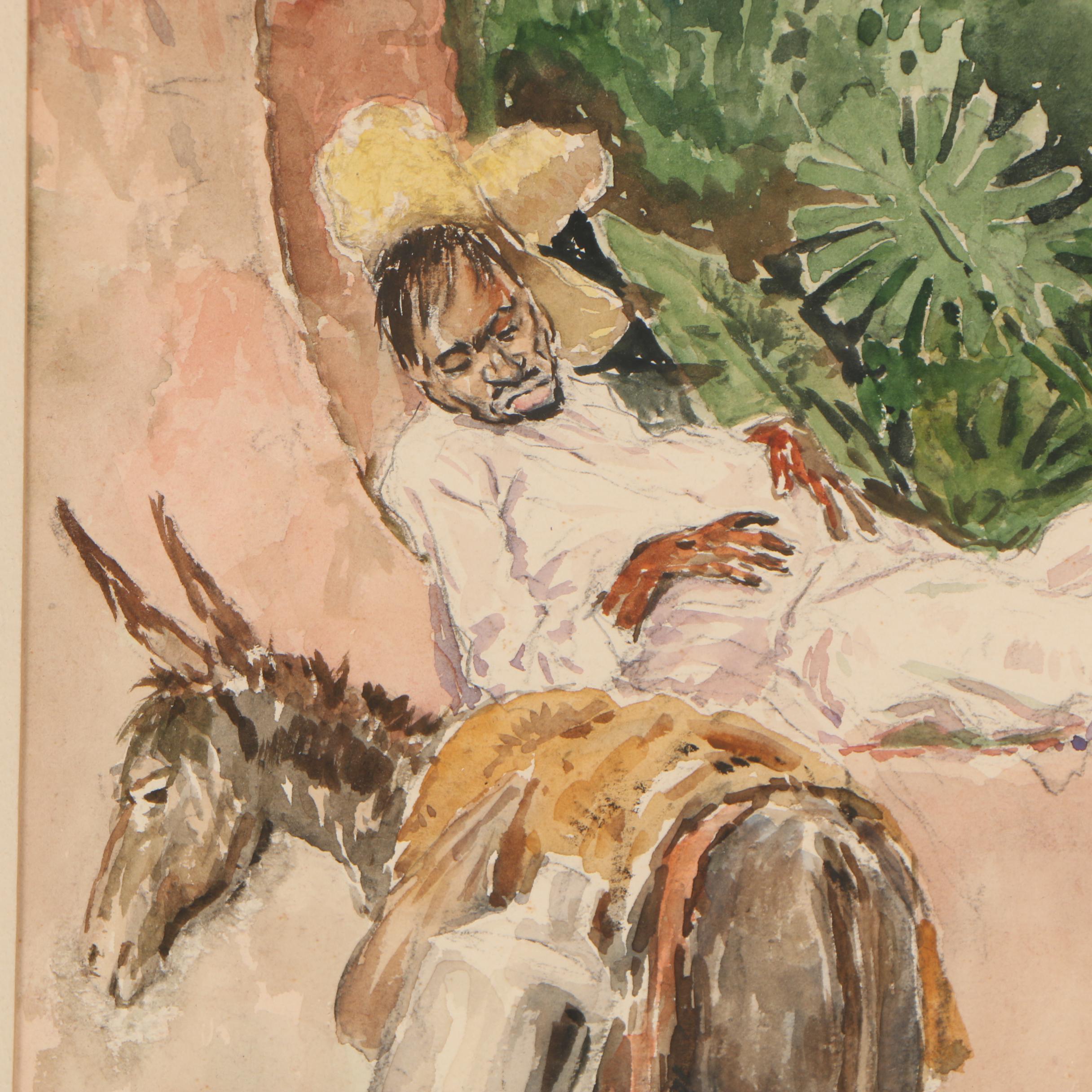 Paul Ashbrook Watercolor Painting "Roadside Siesta"