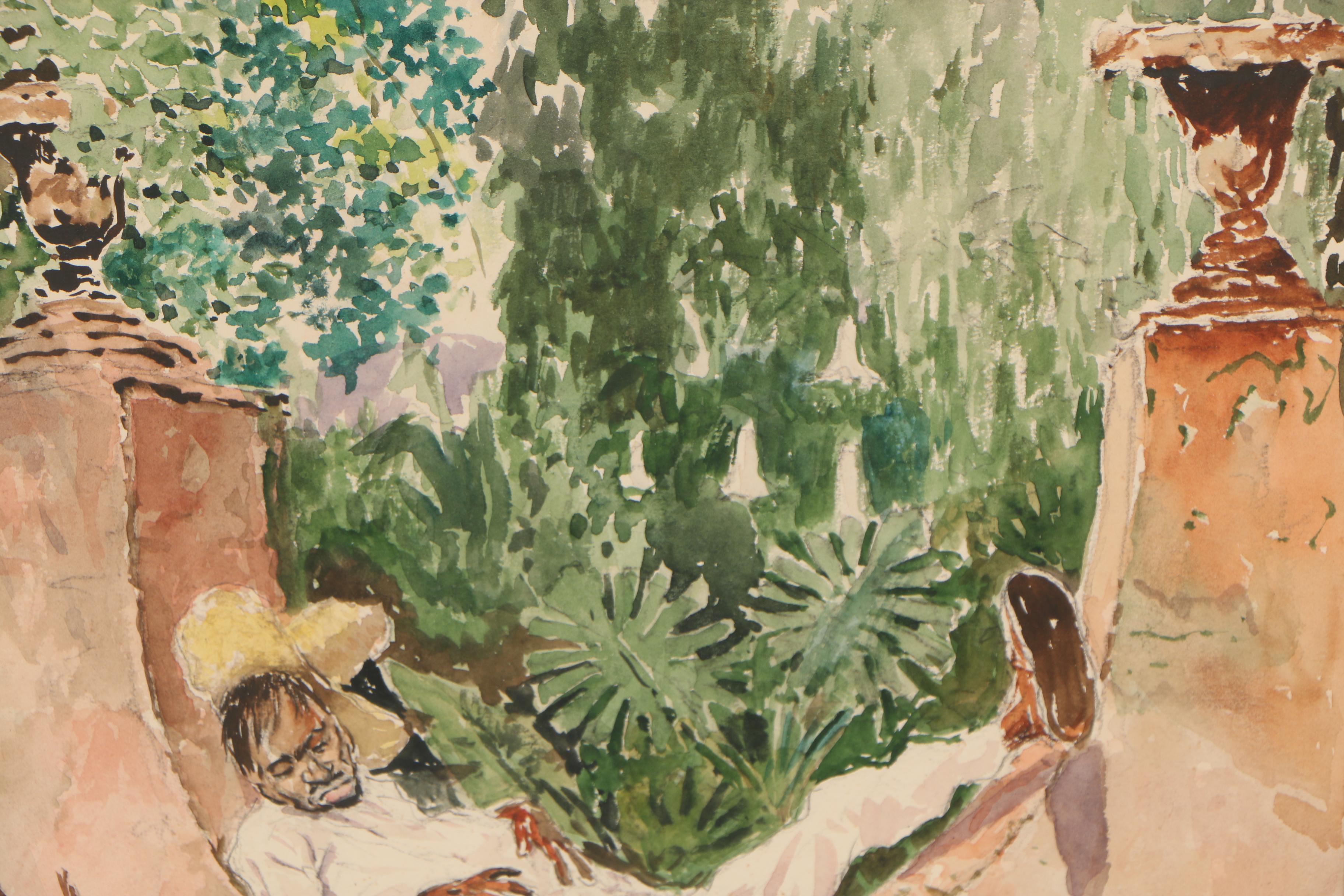 Paul Ashbrook Watercolor Painting "Roadside Siesta"