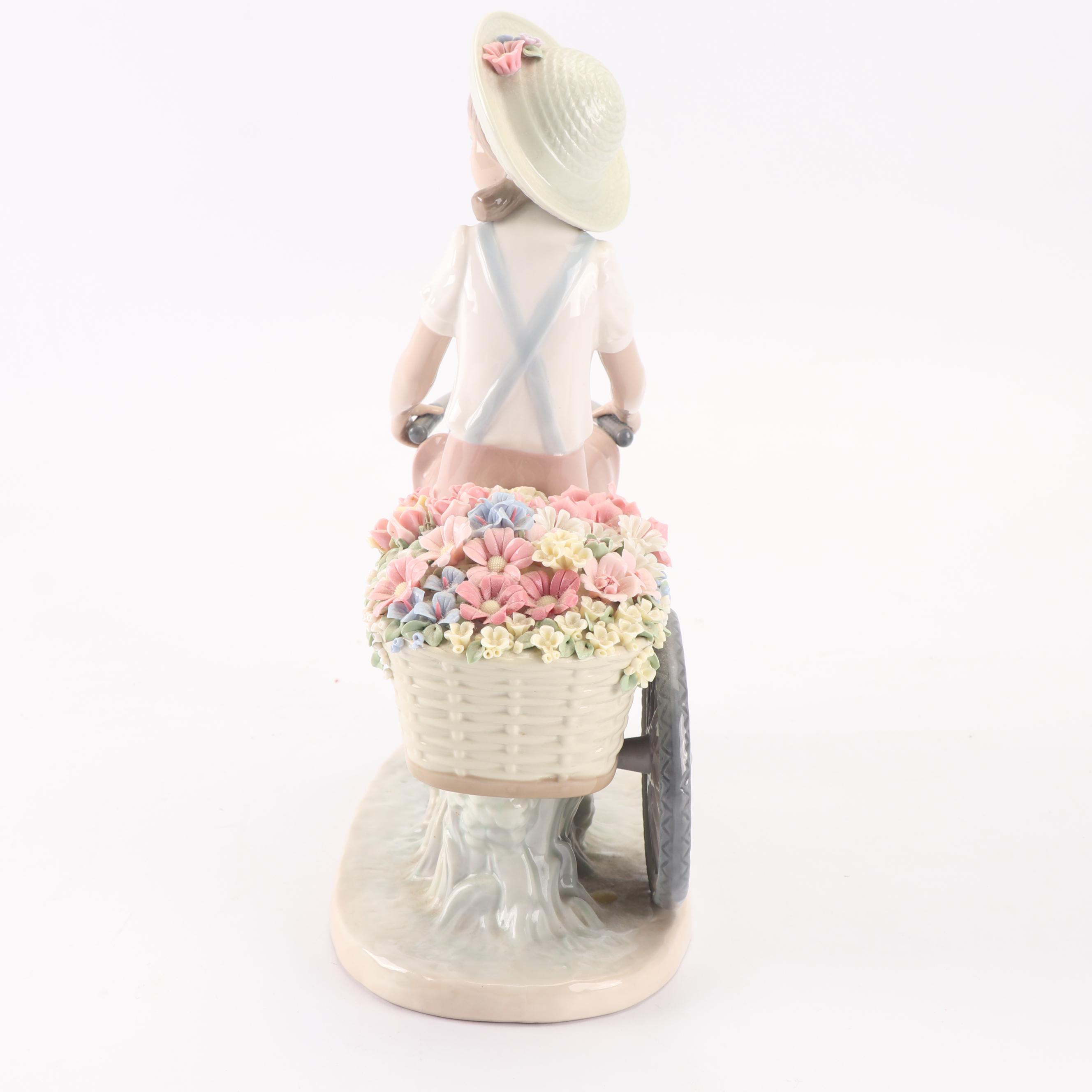Lladró "Girl with Flowers in Tow" Porcelain Figurine