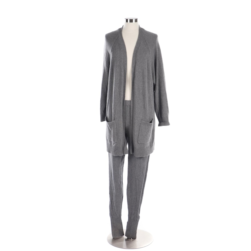 Women's Rag & Bone Grey Cashmere and Wool Blend Knit Cardigan and Leggings