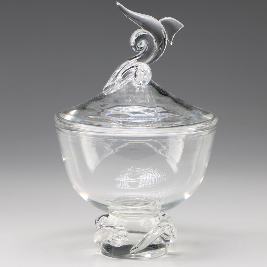 Steuben Art Glass "Sea Centerpiece" Bowl Designed by George Thompson, 1959