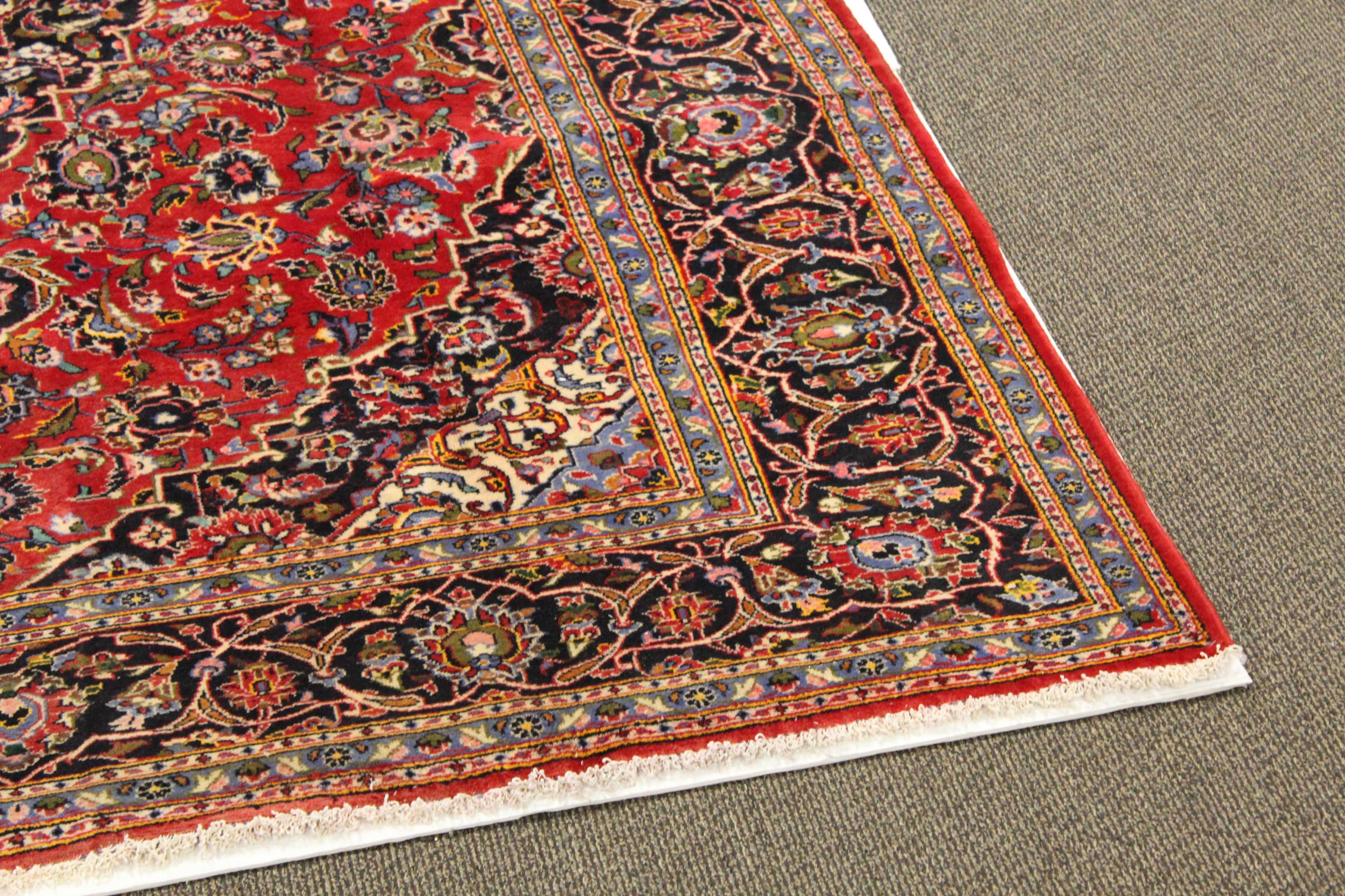 8'0 x 11'8Hand-Knotted Persian Kashan Room Size Rug, circa 1970