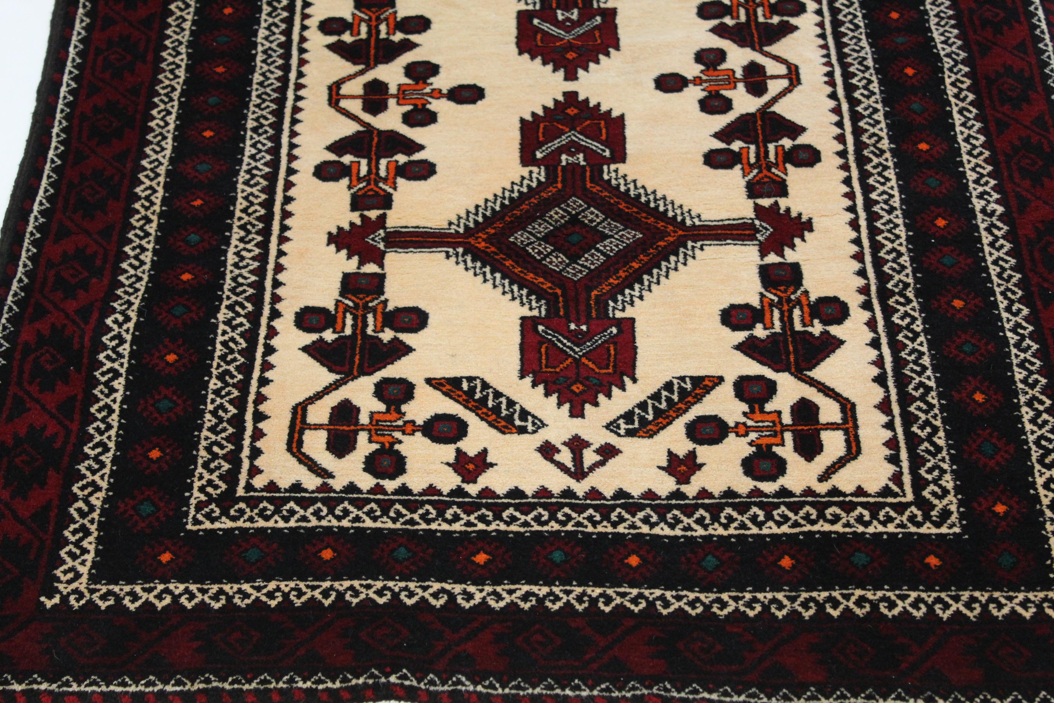 3'5 x 6'5 Hand-Knotted Persian Baluch Rug, circa 1970
