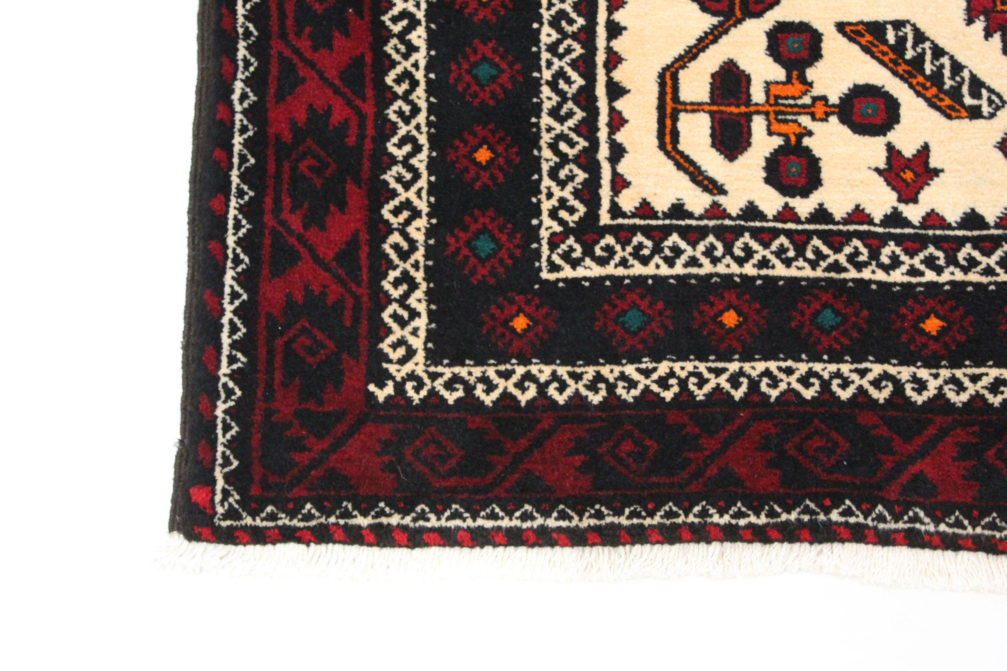 3'5 x 6'5 Hand-Knotted Persian Baluch Rug, circa 1970