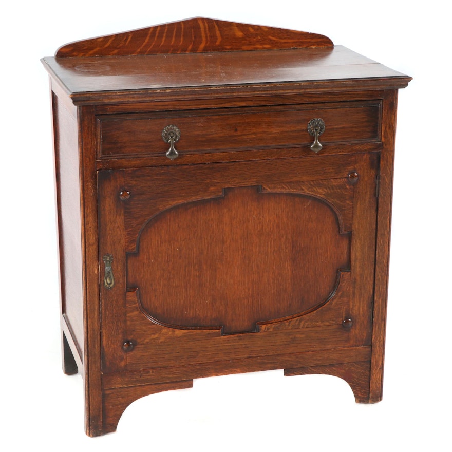 Late Victorian Style Stained Oak Wash Cabinet, 20th Century