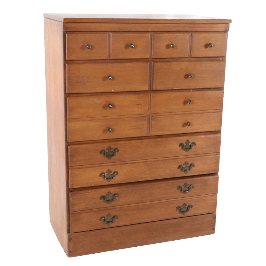 Federal Style Walnut Stained Wood Chest of Drawers, Mid-20th Century