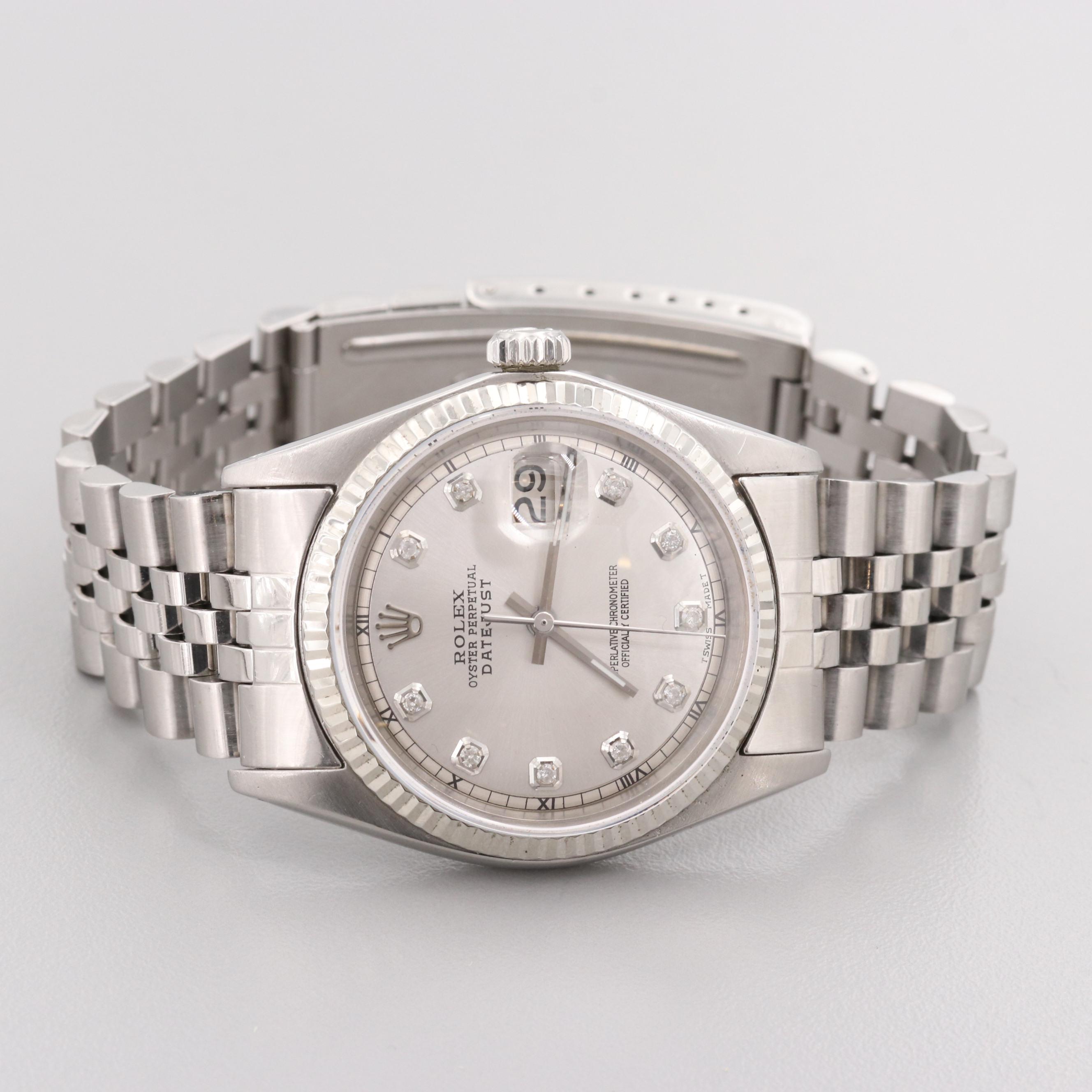 Rolex DateJust Automatic Stainless Steel Watch with Diamond Dial, 1973