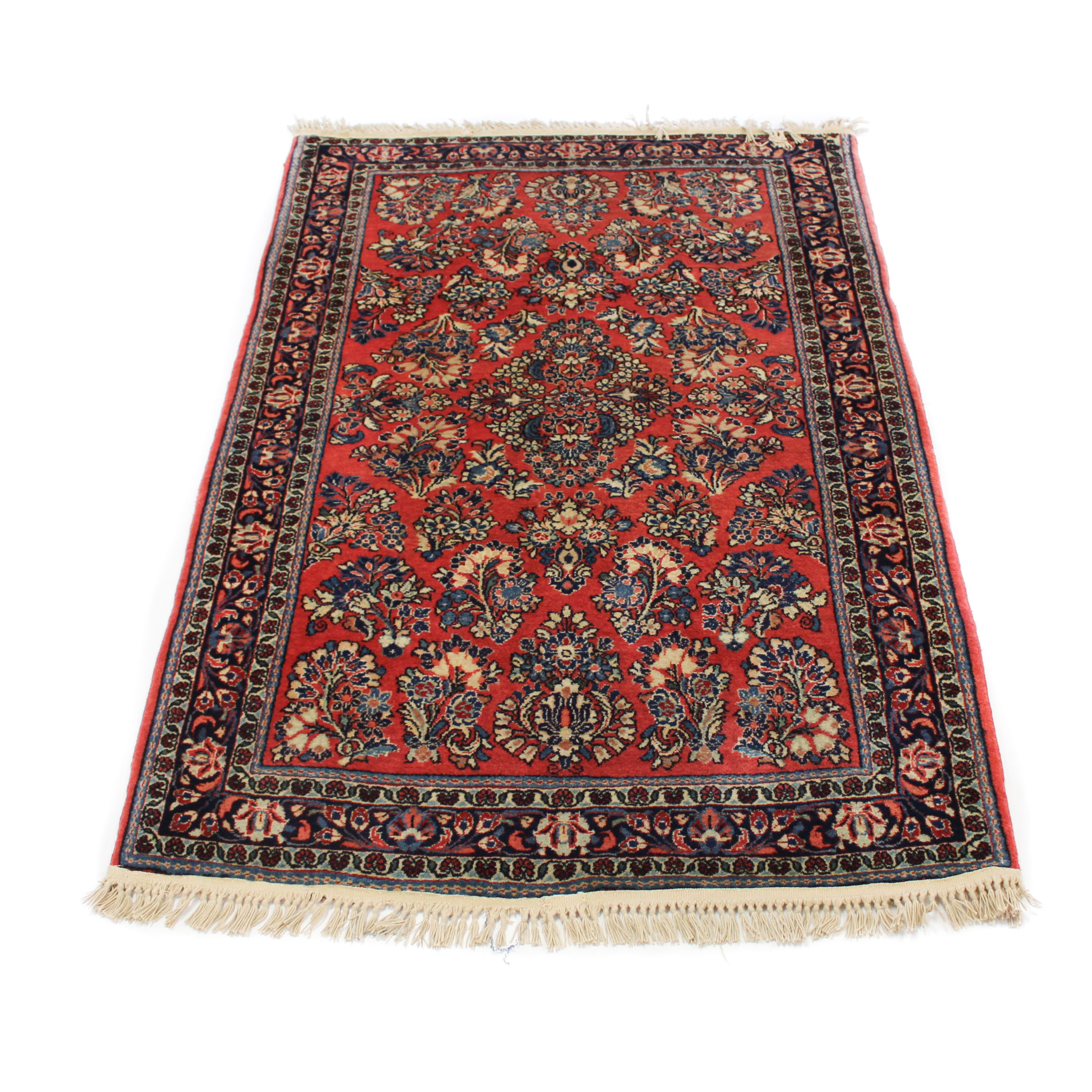 3'4 x 5'1 Hand-Knotted Persian Sarouk Rug, circa 1930
