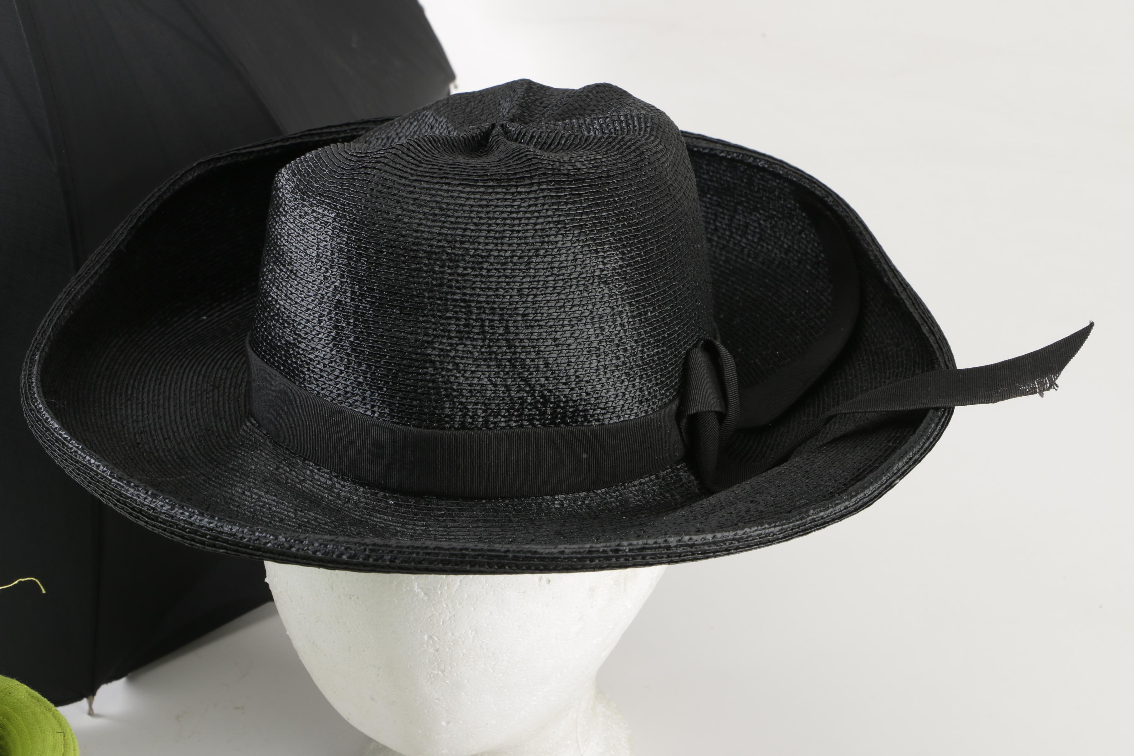 Women's Hats, Handbag and Umbrella Including Gimbels, Vintage