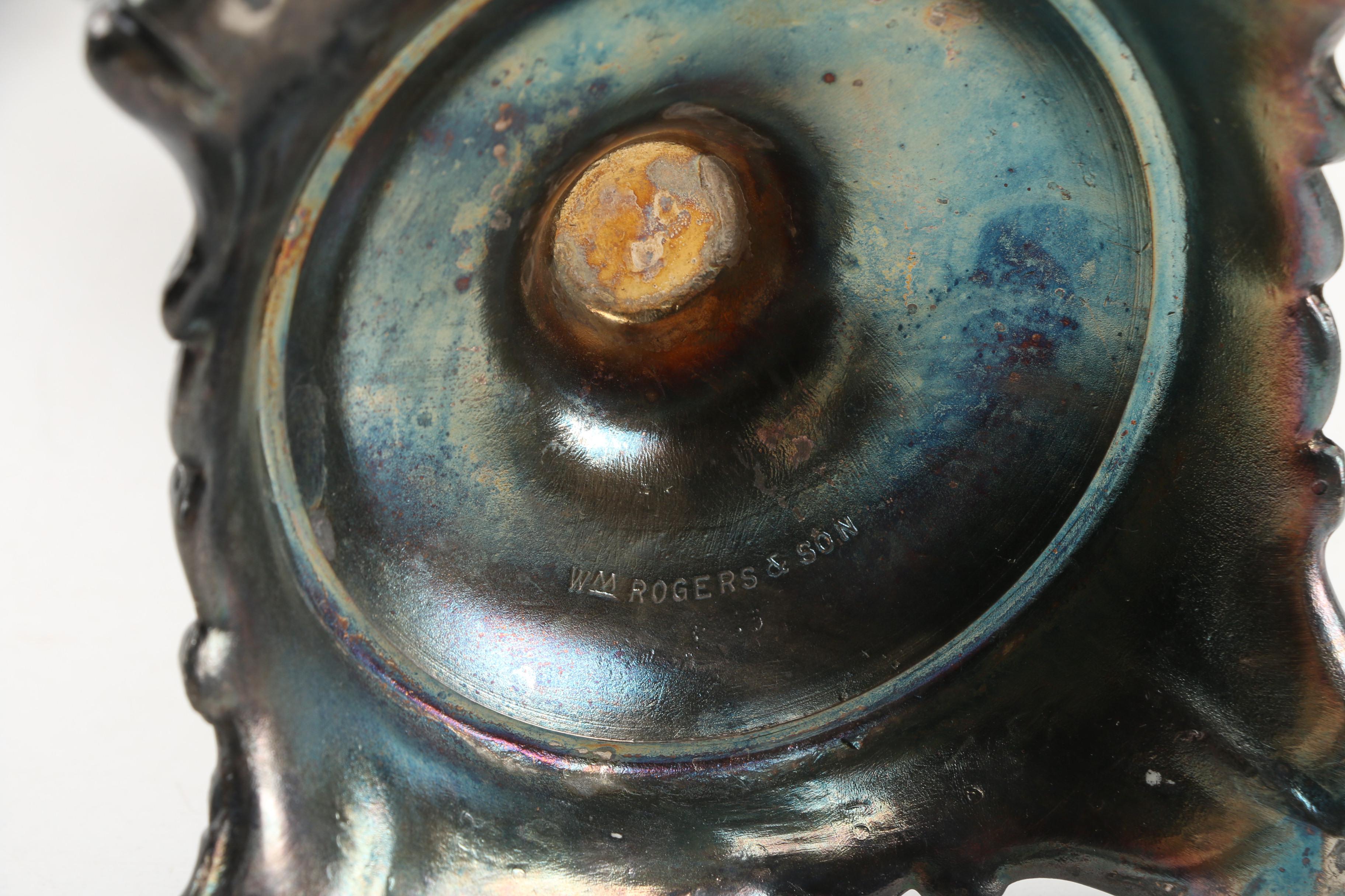 Wm. Rogers & Son "Victorian Rose" Silver Plate Candelabra, Late 20th Century