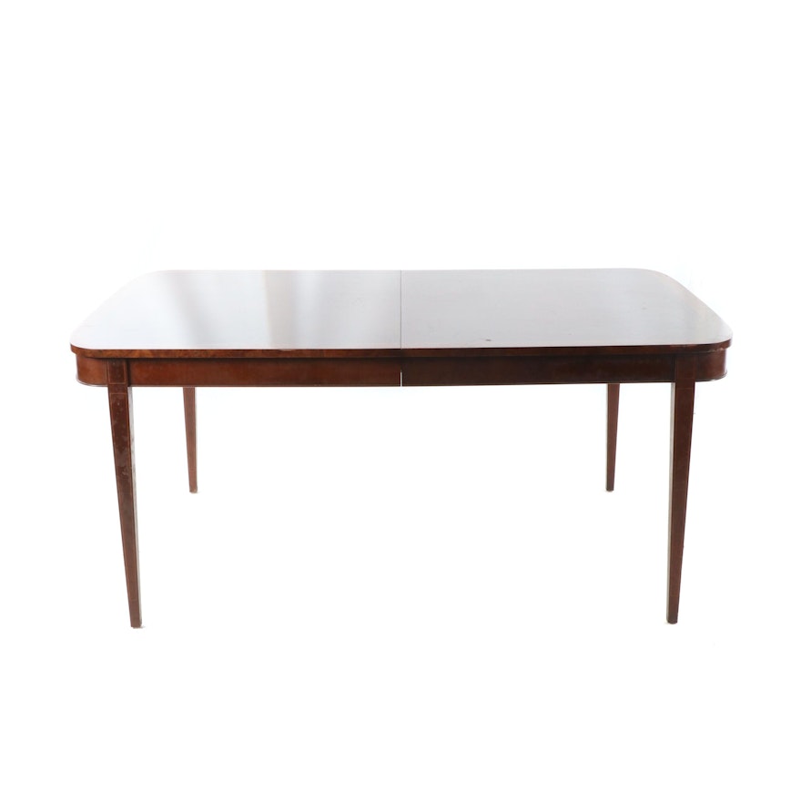 Mahogany Veneer Dining Table with Extension Leaves, 20th Century