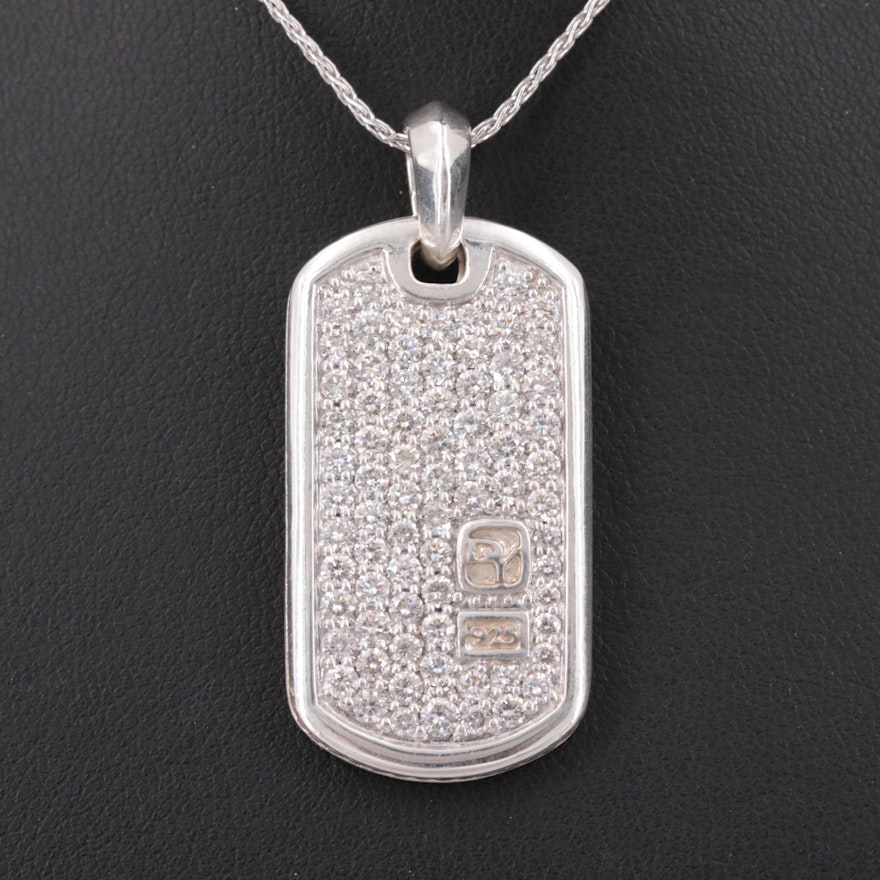 David Yurman Sterling Silver 2.20 CTW Diamond Pendant with 14K White Gold Chain